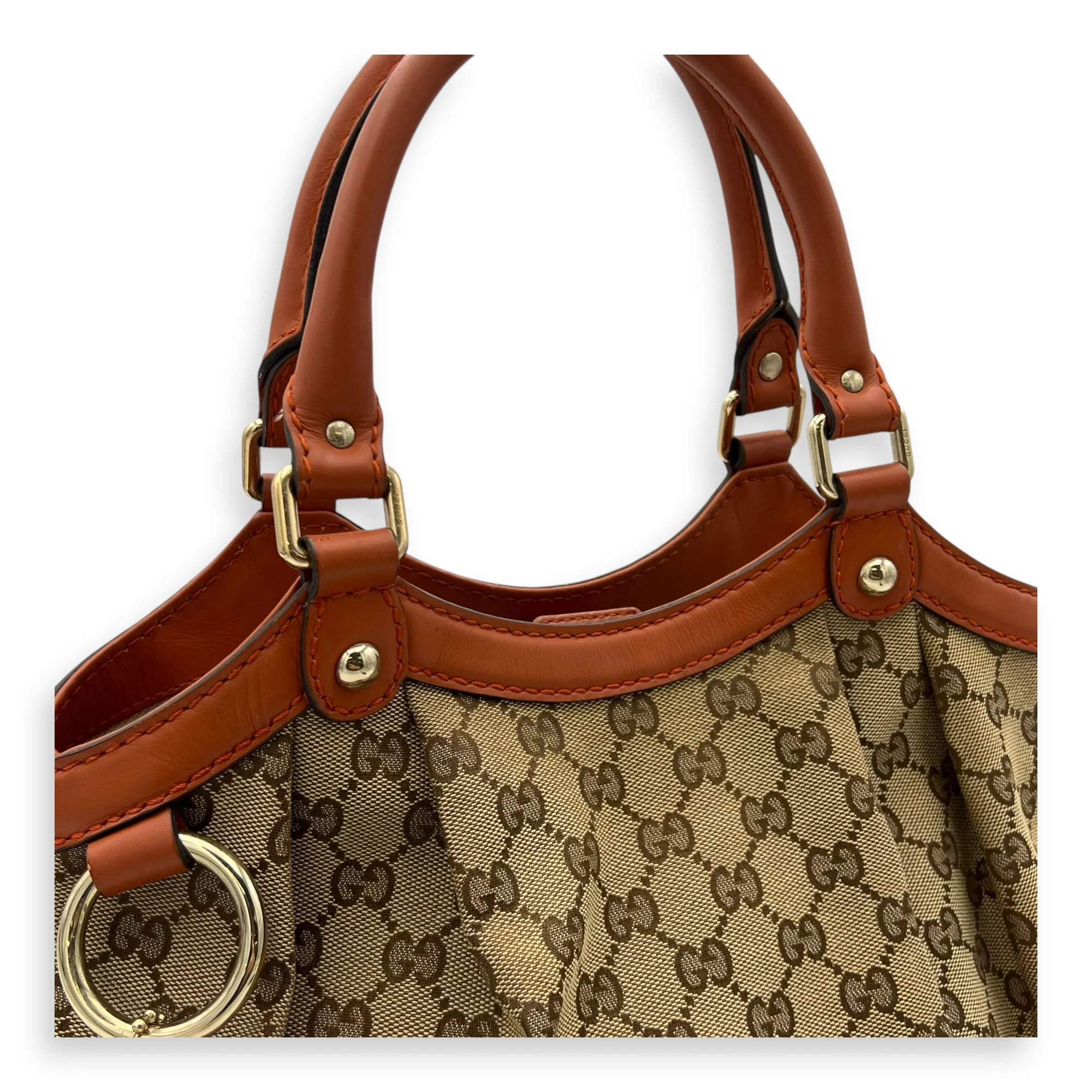 Sukey Shoulder Bag Orange in Jacquard, Light Gold hardware