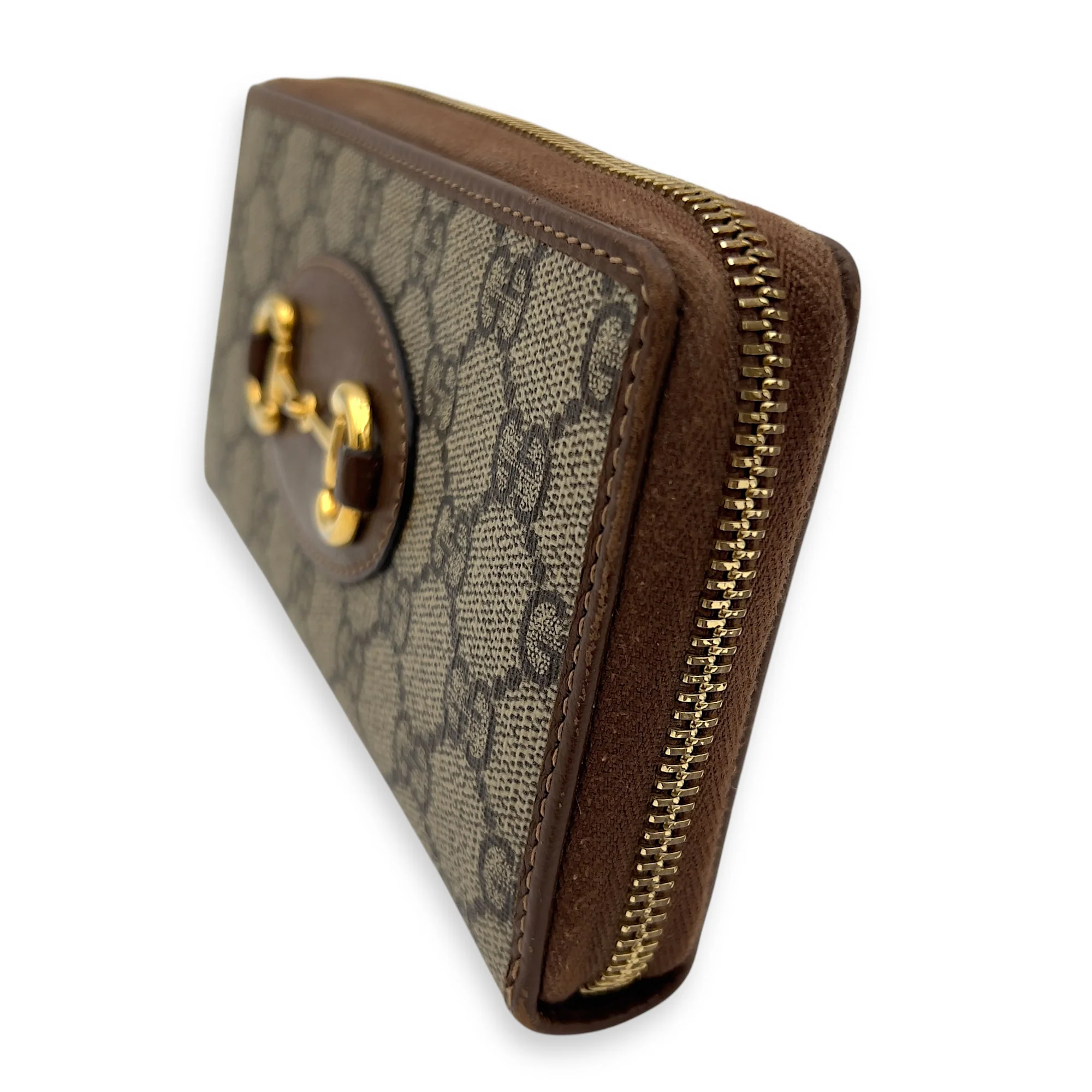 Horsebit 1955 Wallet Brown in Monogram Coated Canvas, Gold hardware