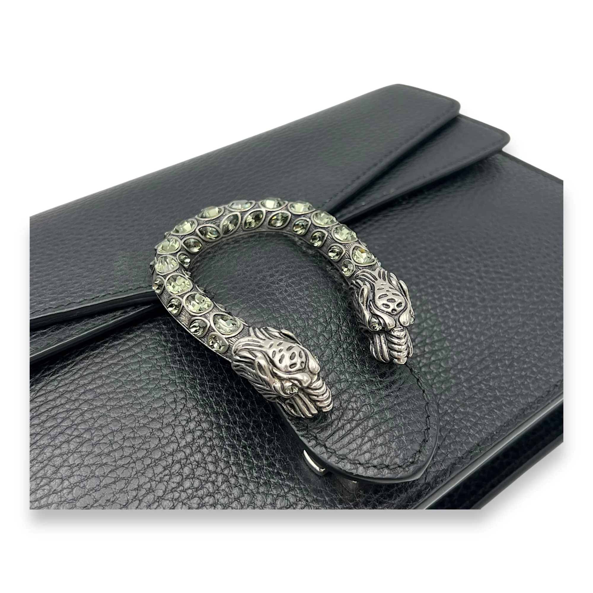 Dionysus Shoulder Bag Black in Calfskin, Silver hardware