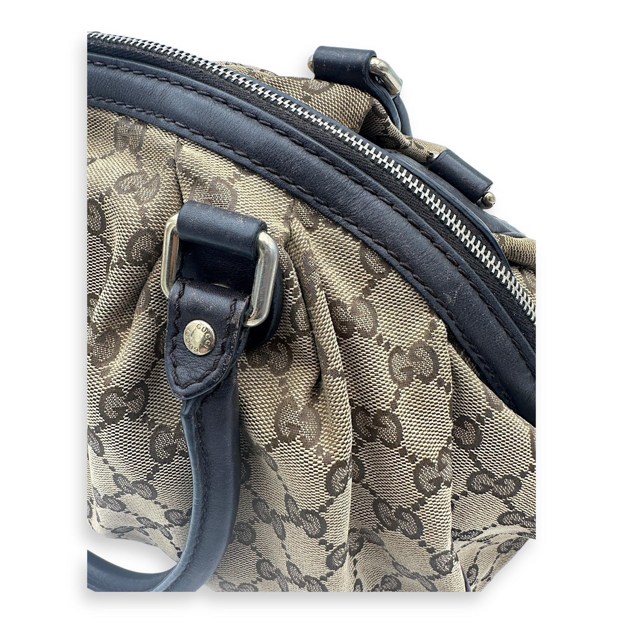 Sukey Top Handle Bag Brown in Canvas, Gold hardware