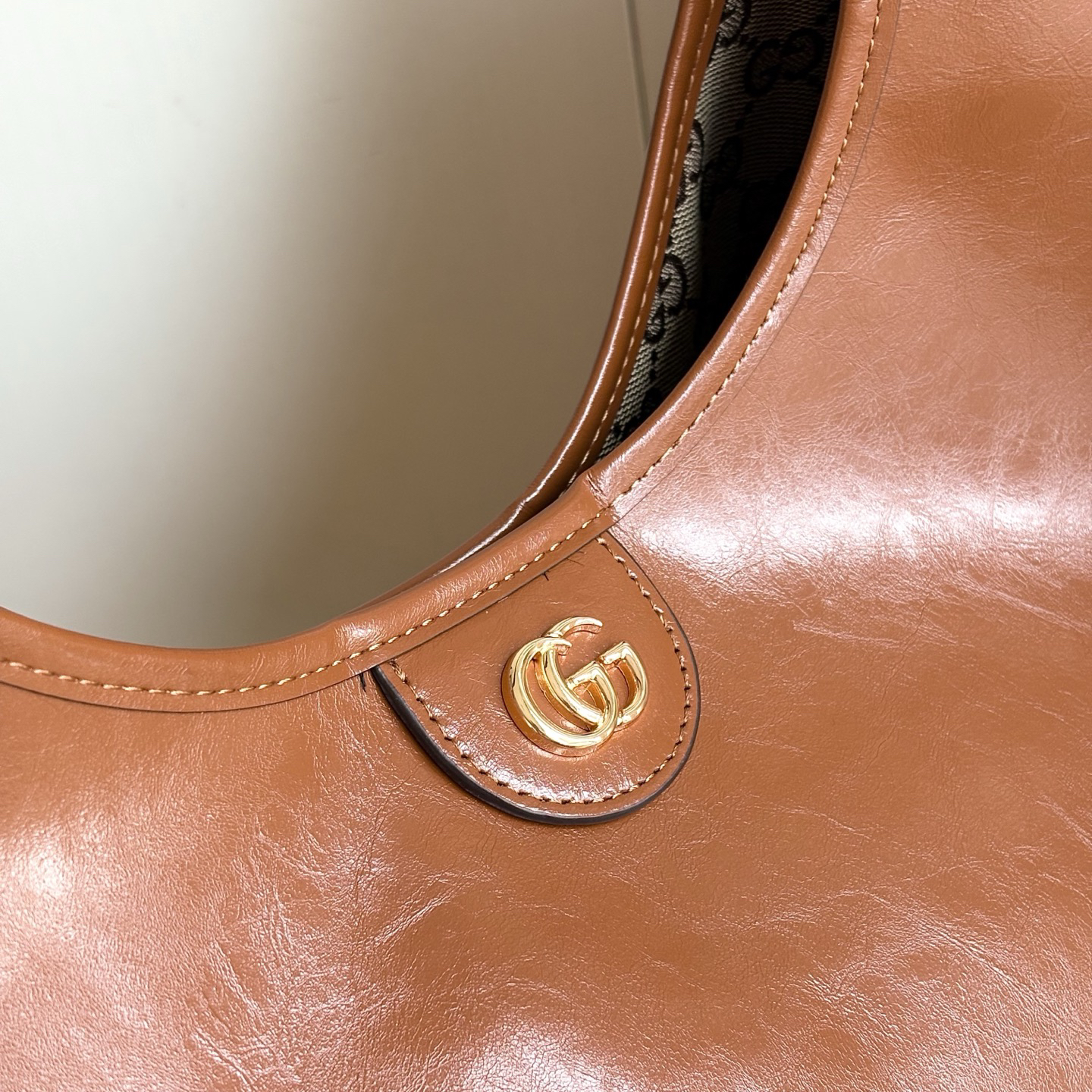 Gucci Giglio large tote bag - Dark brown soft glossy leather