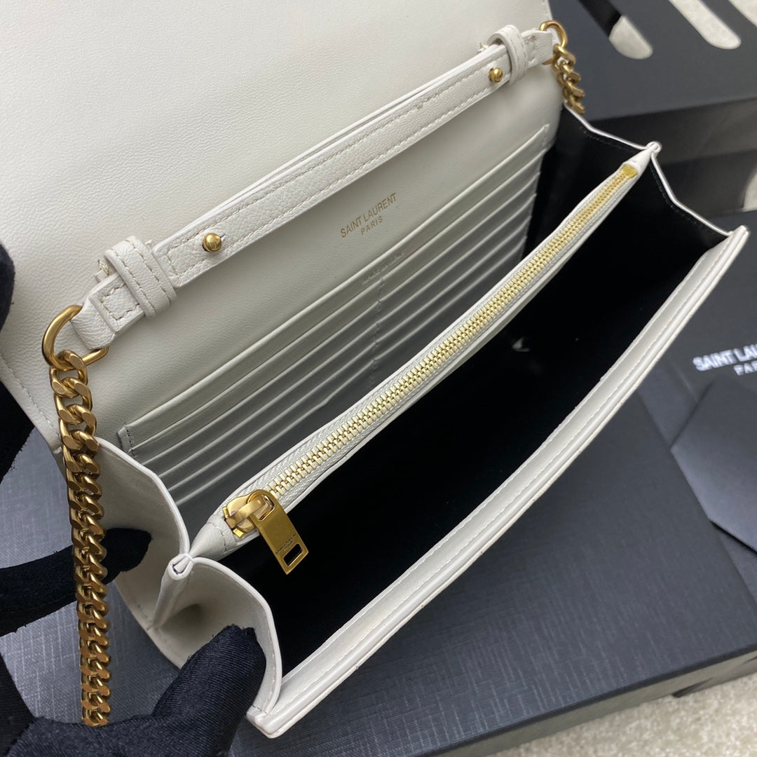 YSL Cassandre Matelassé Carré Chain Wallet IN Lambskin