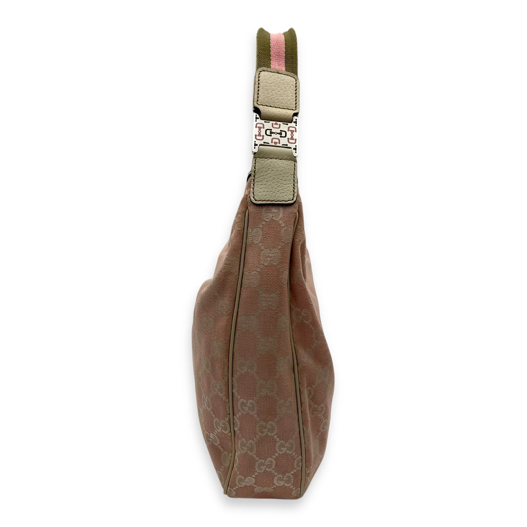 GG Shoulder Bag Pink in Canvas, Silver hardware