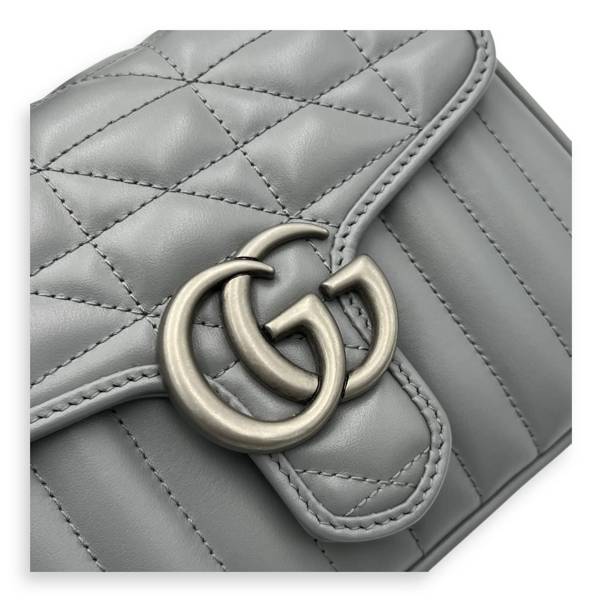 Marmont Top Handle Bag Blue in Calfskin, Gunmetal hardware
