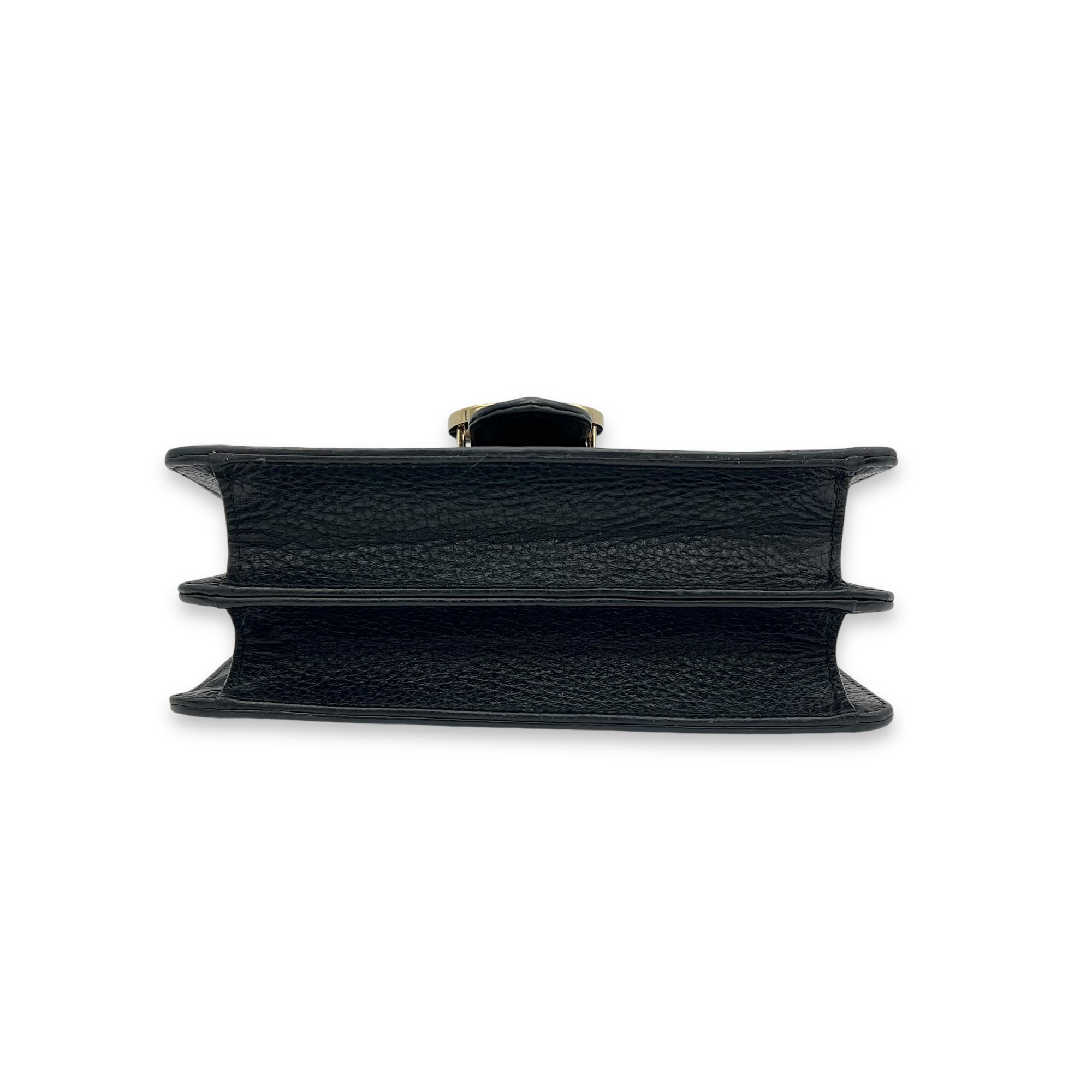 Interlocking G Small Black Crossbody Bag in Calfskin, Light Gold hardware