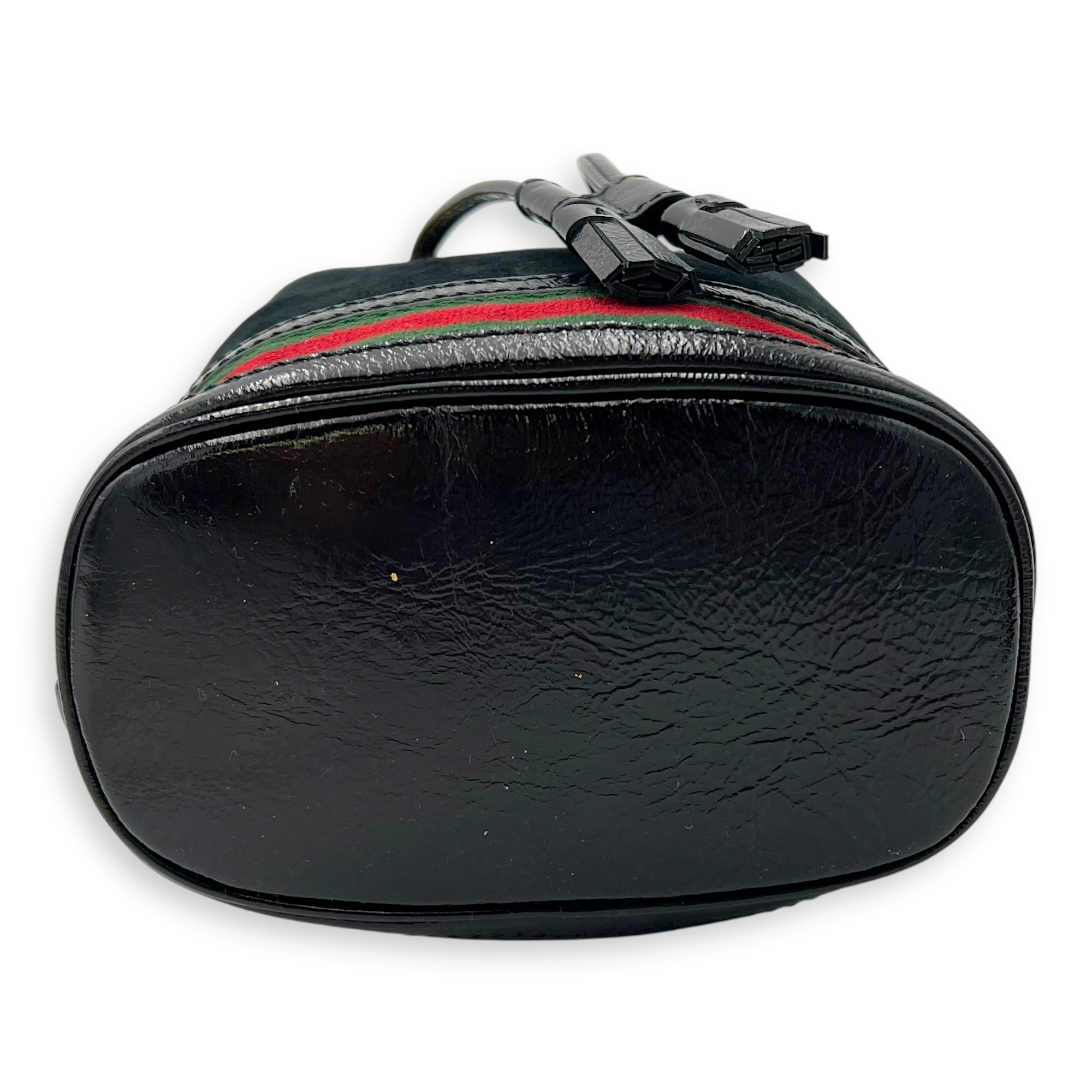 Ophidia Bucket Bag Black in Suede Leather, Gold hardware