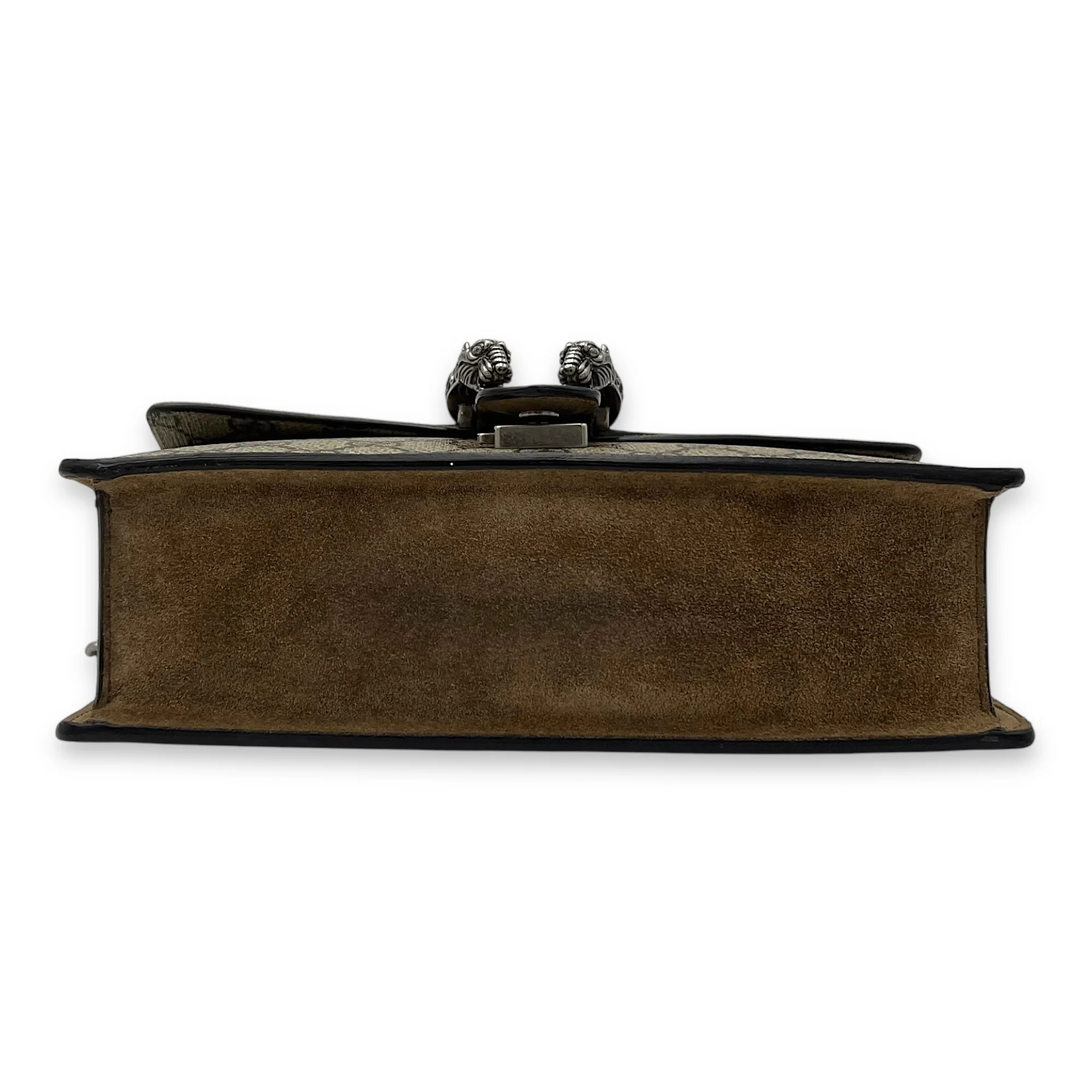 Dionysus Shoulder Bag Medium Brown in Coated Canvas, Silver hardware