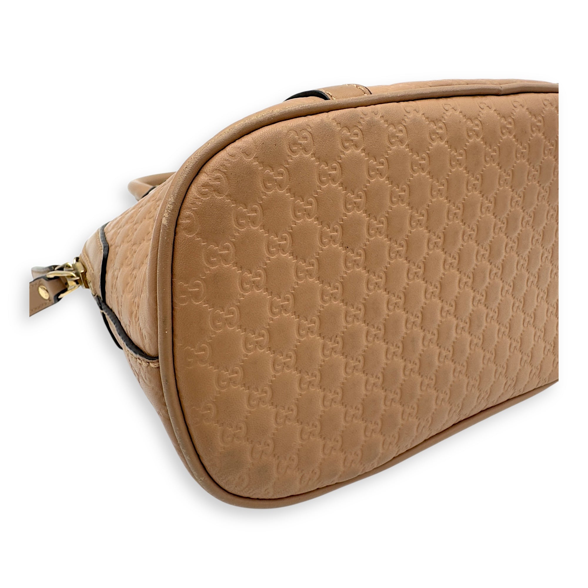 Dome Top Handle Bag Beige in Calfskin, Gold hardware