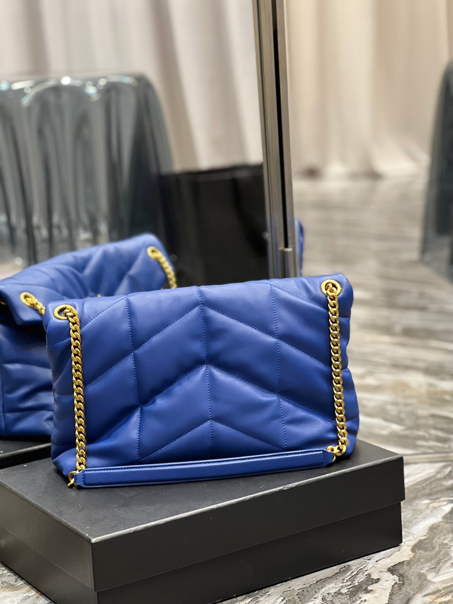 YSL PUFFER MEDIUM BAG IN QUILTED LAMBSKIN