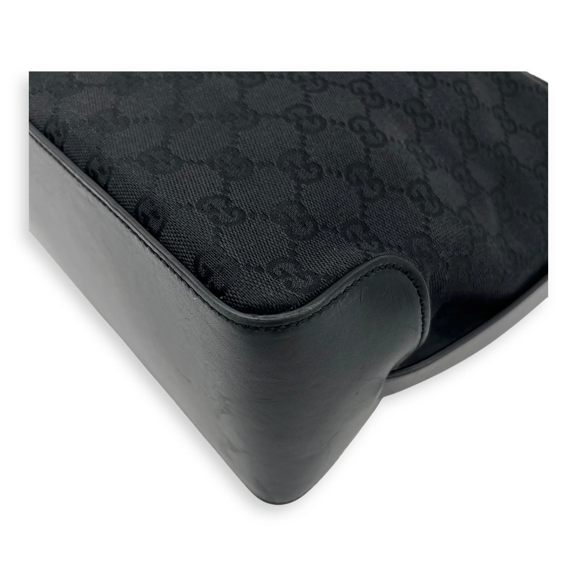 GG Top Handle Bag Black in Canvas, Silver hardware