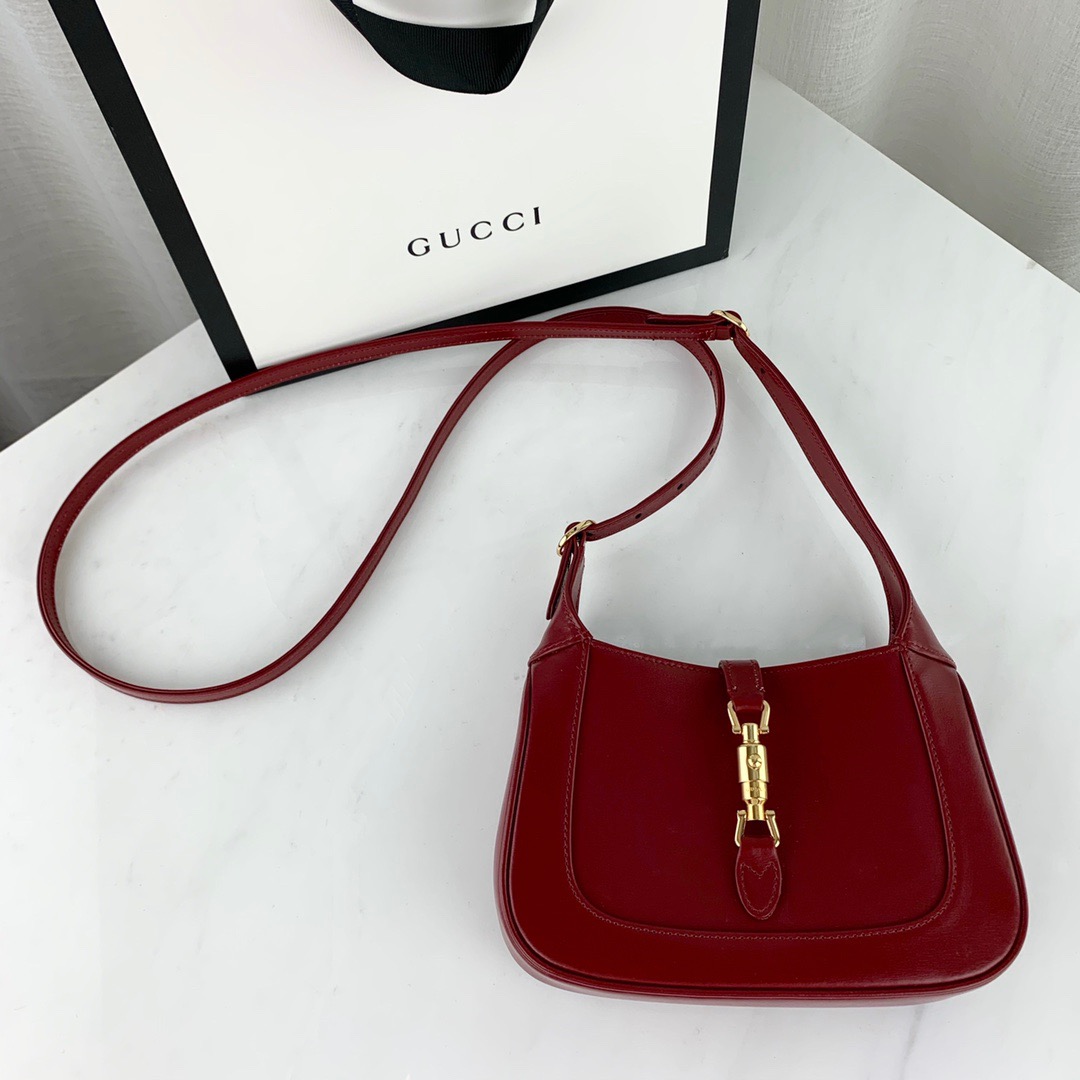 GUCCI Boarded Dyana Lux Calfskin Mini Jackie 1961 Hobo New Cherry Red - Bag