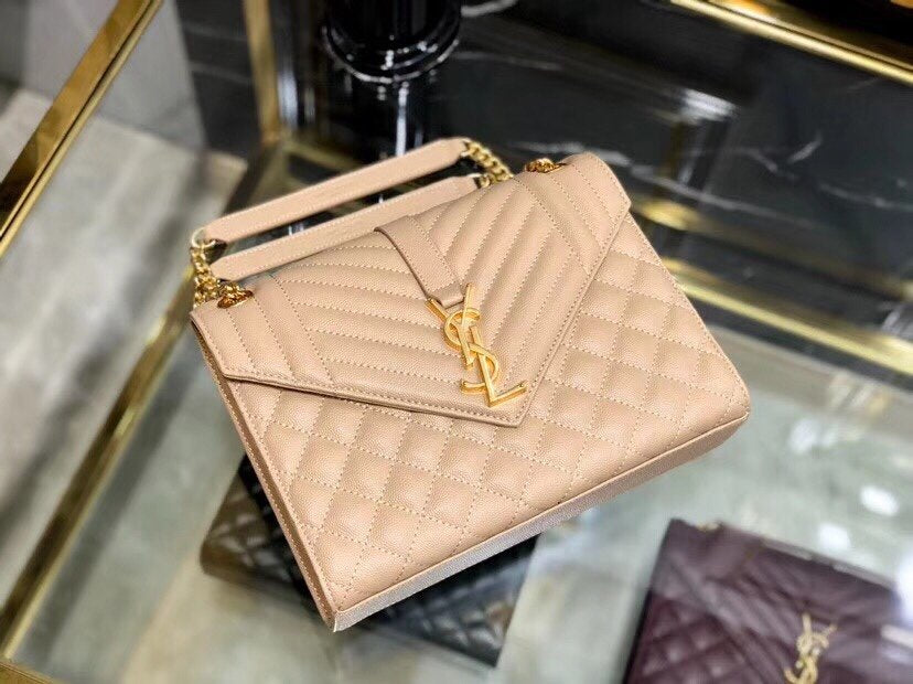 YSL ENVELOPE MEDIUM BAG IN MIX MATELASSÉ GRAIN DE POUDRE EMBOSSED LEATHER