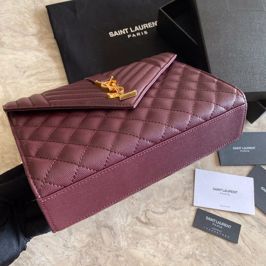 YSL Envelope Medium Bag In Mix Matelasse Grain De Poudre Embossed Leather