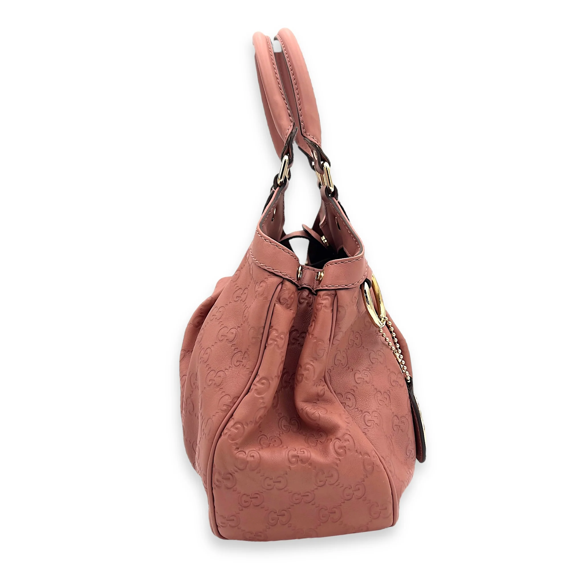 GG Top Handle Bag Pink in Calfskin, Silver hardware