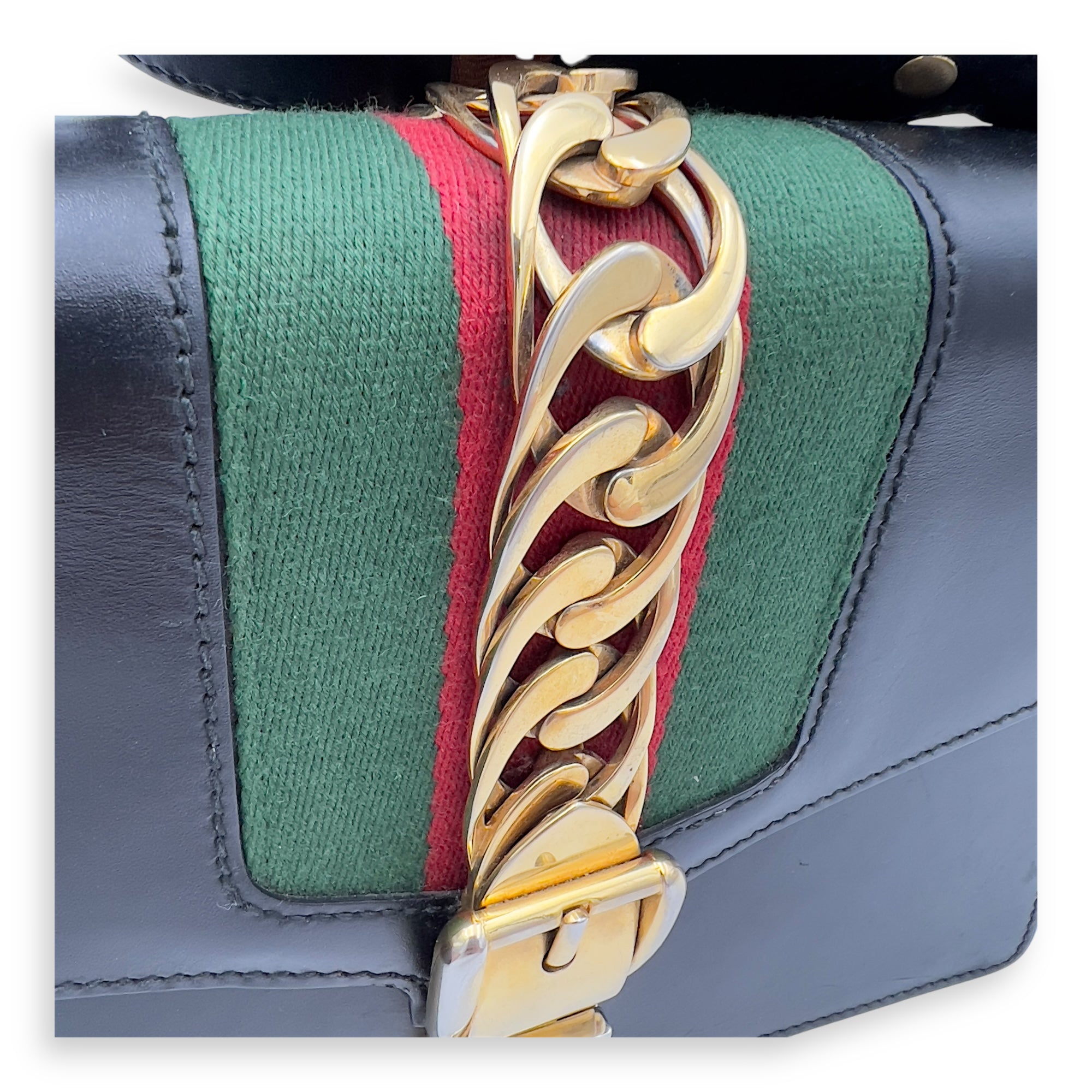 Sylvie Shoulder Bag Black in Calfskin, Gold hardware