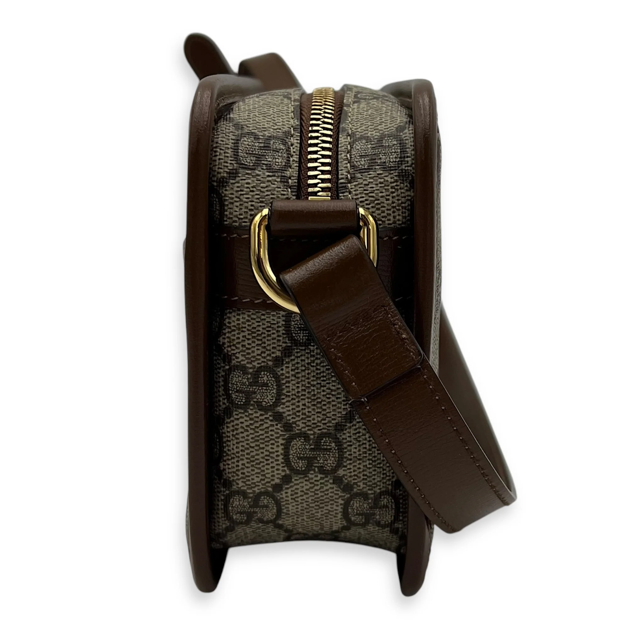 GG Supreme Interlocking Brown Messenger in Coated Canvas, Gold hardware