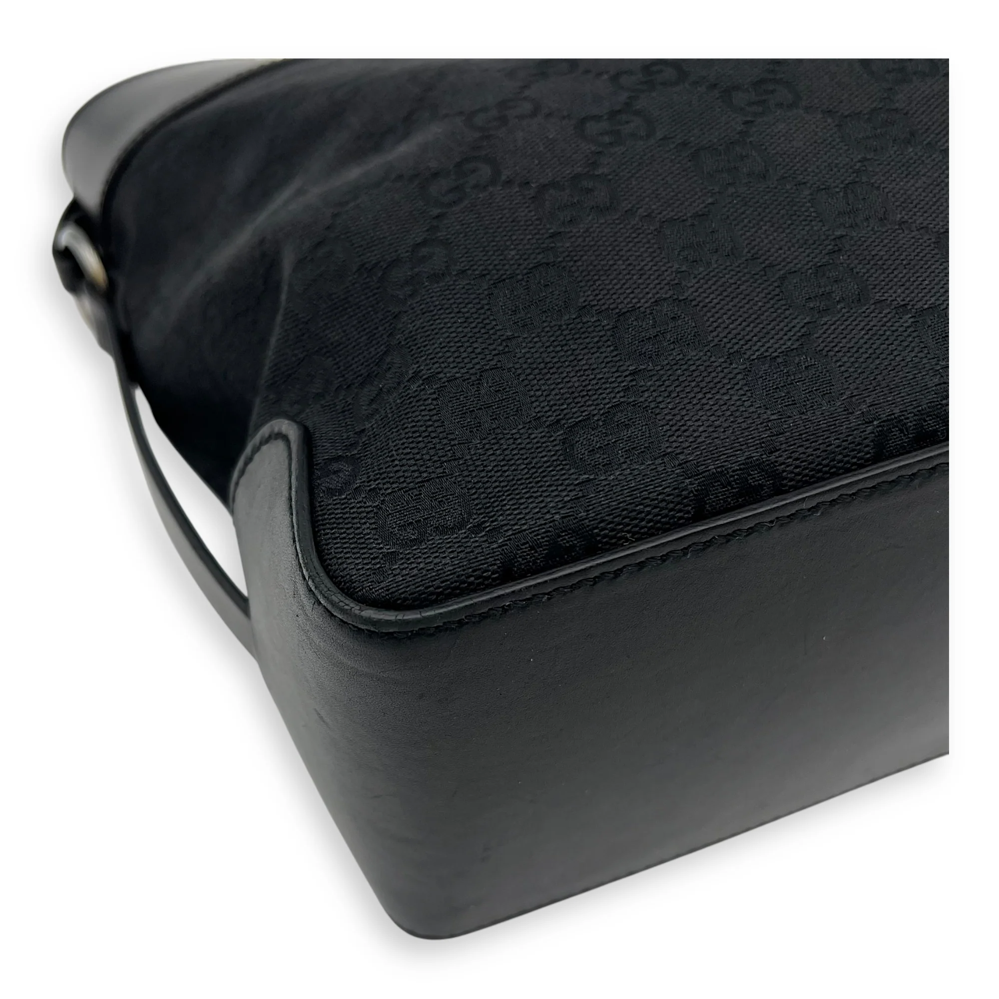 GG Top Handle Bag Black in Canvas, Silver hardware