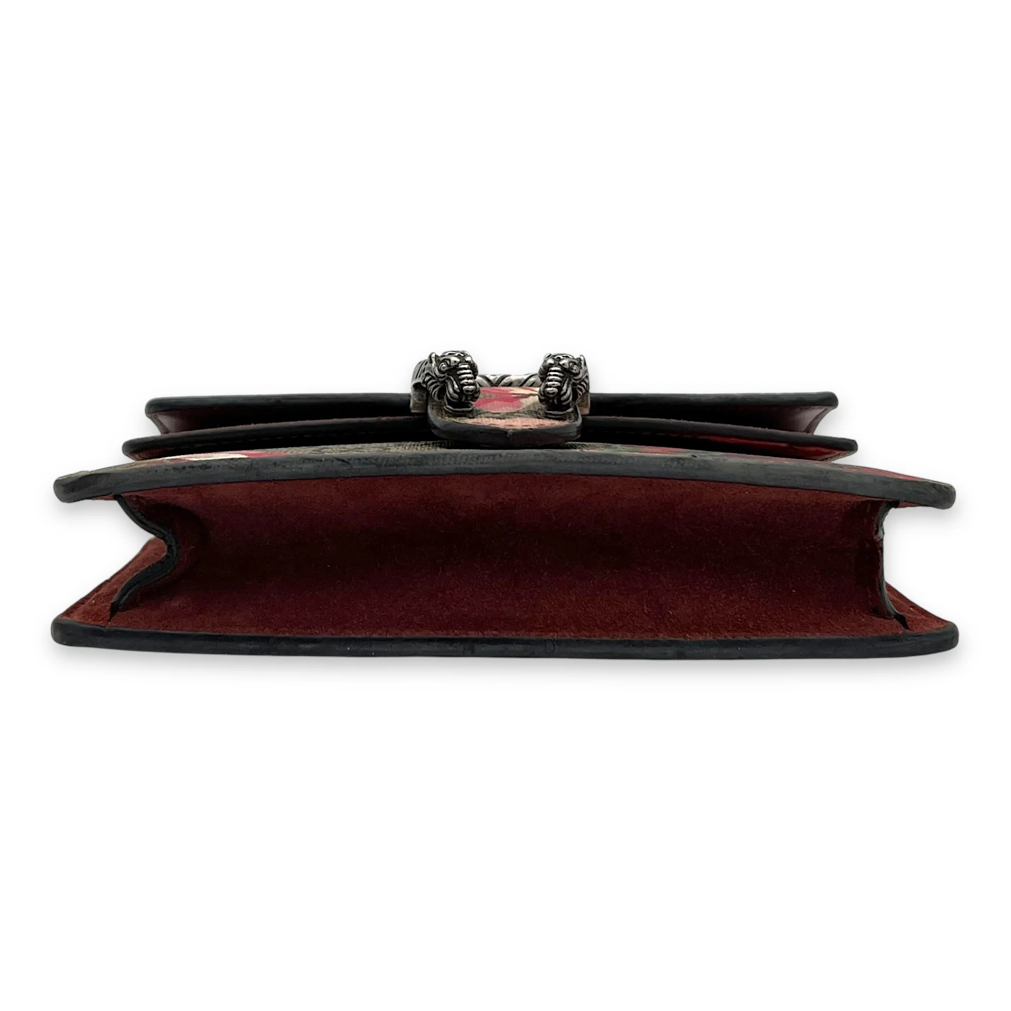 Dionysus Crossbody Bag Super Mini Red in Coated Canvas, Silver hardware