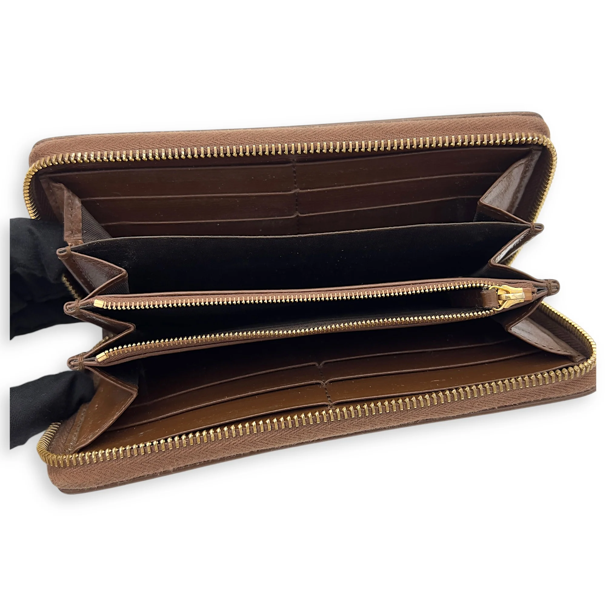 Horsebit 1955 Wallet Brown in Monogram Coated Canvas, Gold hardware