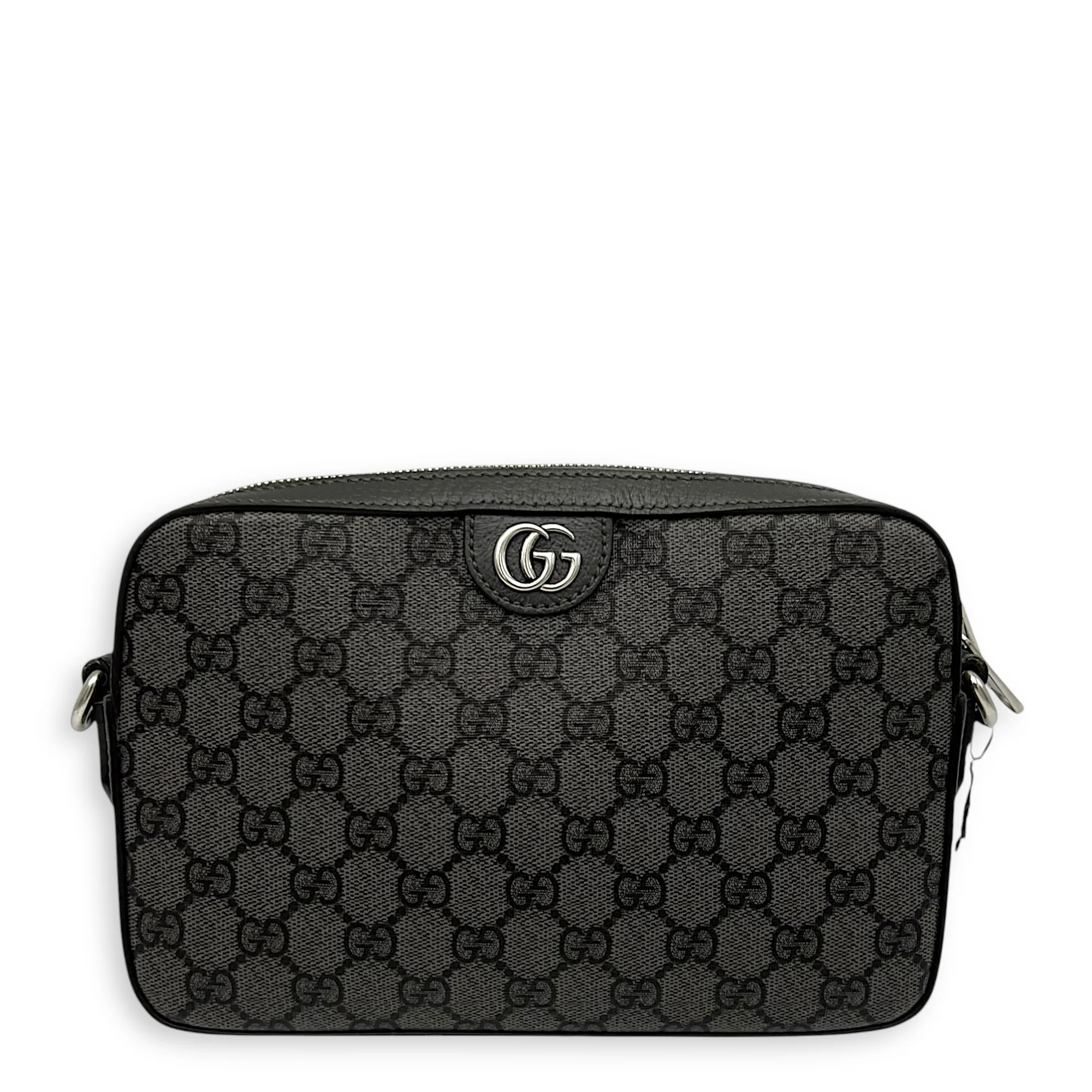 Ophidia Crossbody Bag Black in Coated Canvas, Silver hardware