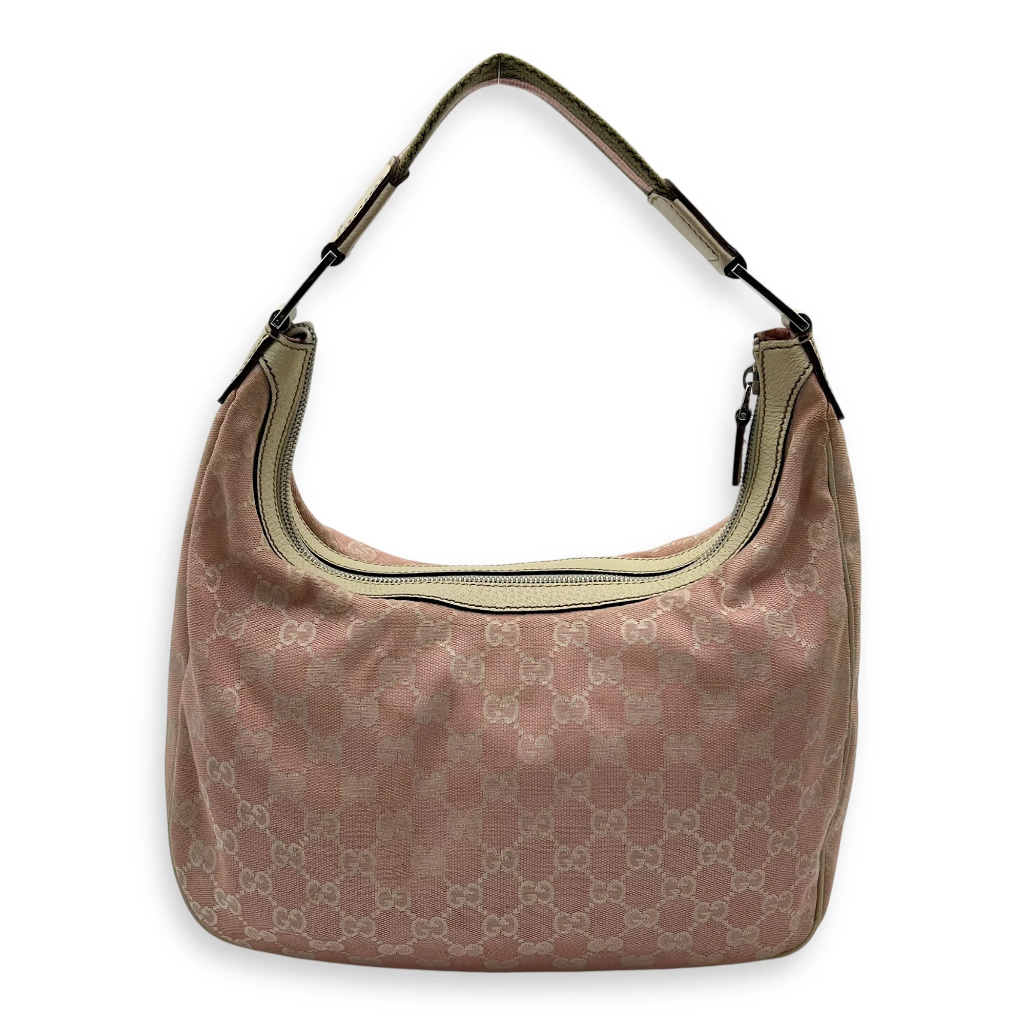 GG Shoulder Bag Pink in Canvas, Silver hardware
