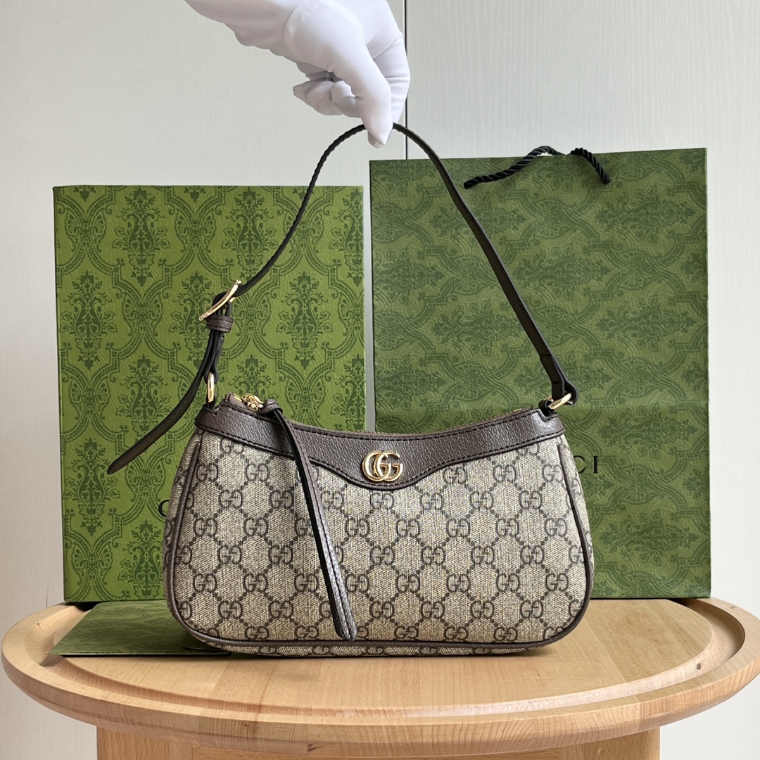 Gucci Ophidia Collection Small Handbag - Beige And Dark Brown Bag