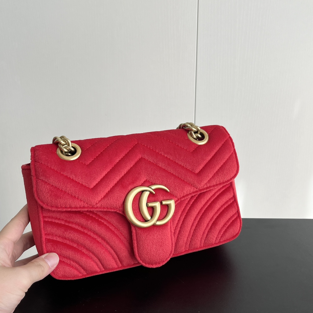Gucci GG Marmont Velvet Collection - Red Bag