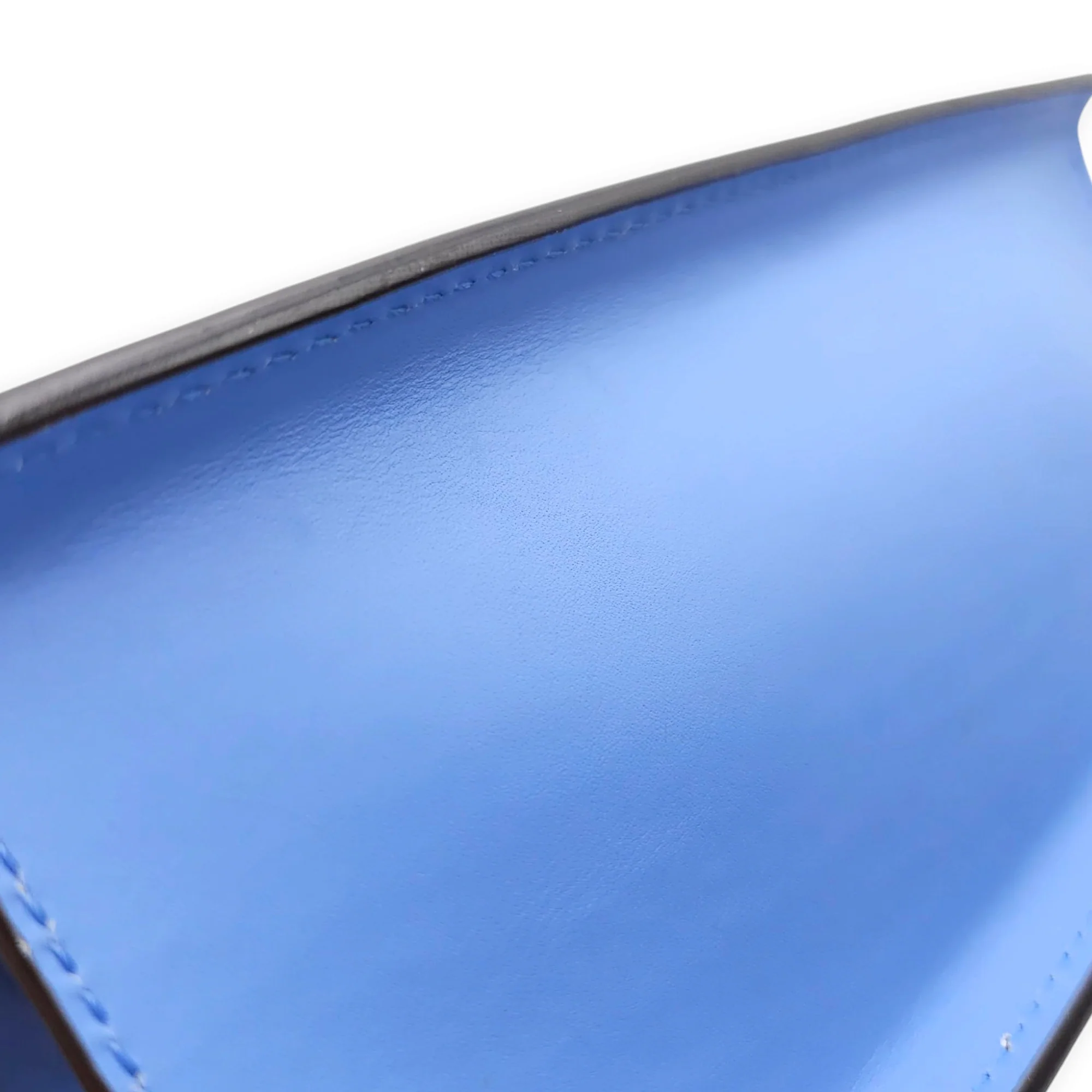 Sylvie Blue Top Handle Bag in Calfskin, Gold hardware