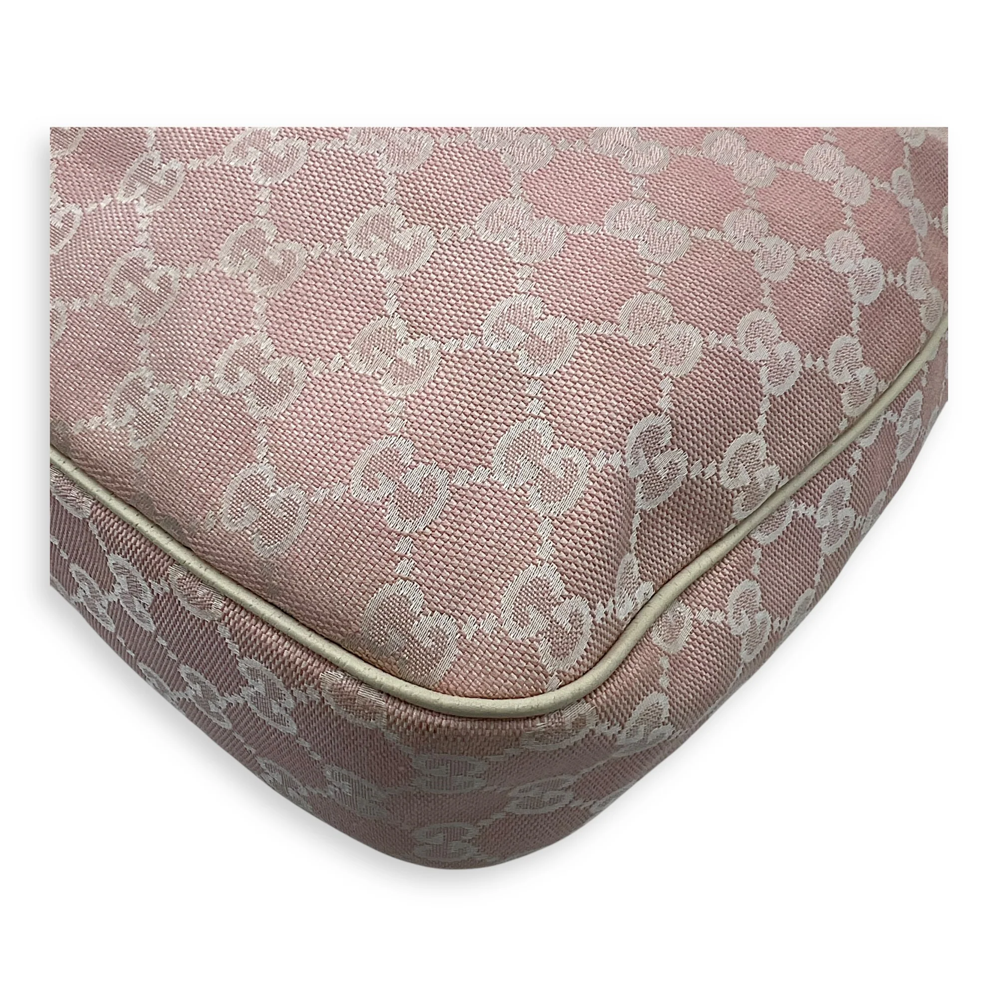 GG Shoulder Bag Pink in Canvas, Silver hardware