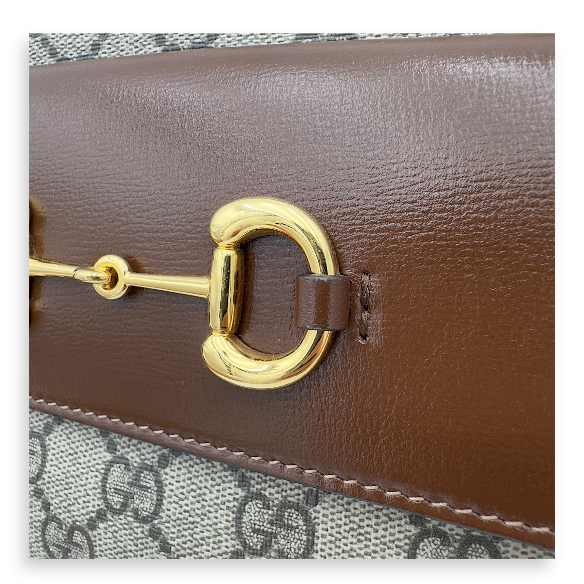 Horsebit 1955 Crossbody Bag Grey in Coated Canvas, Gold hardware