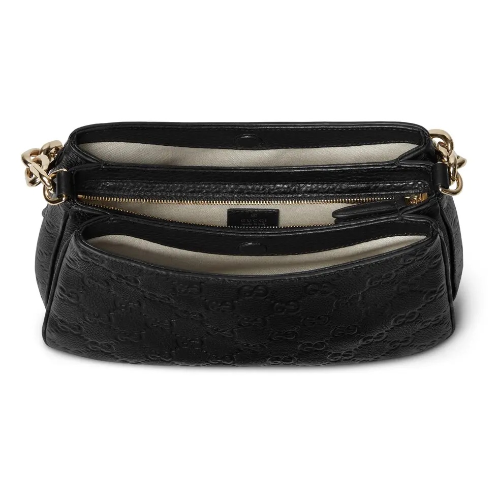 Gucci Emblem Black Grainy leather Bag
