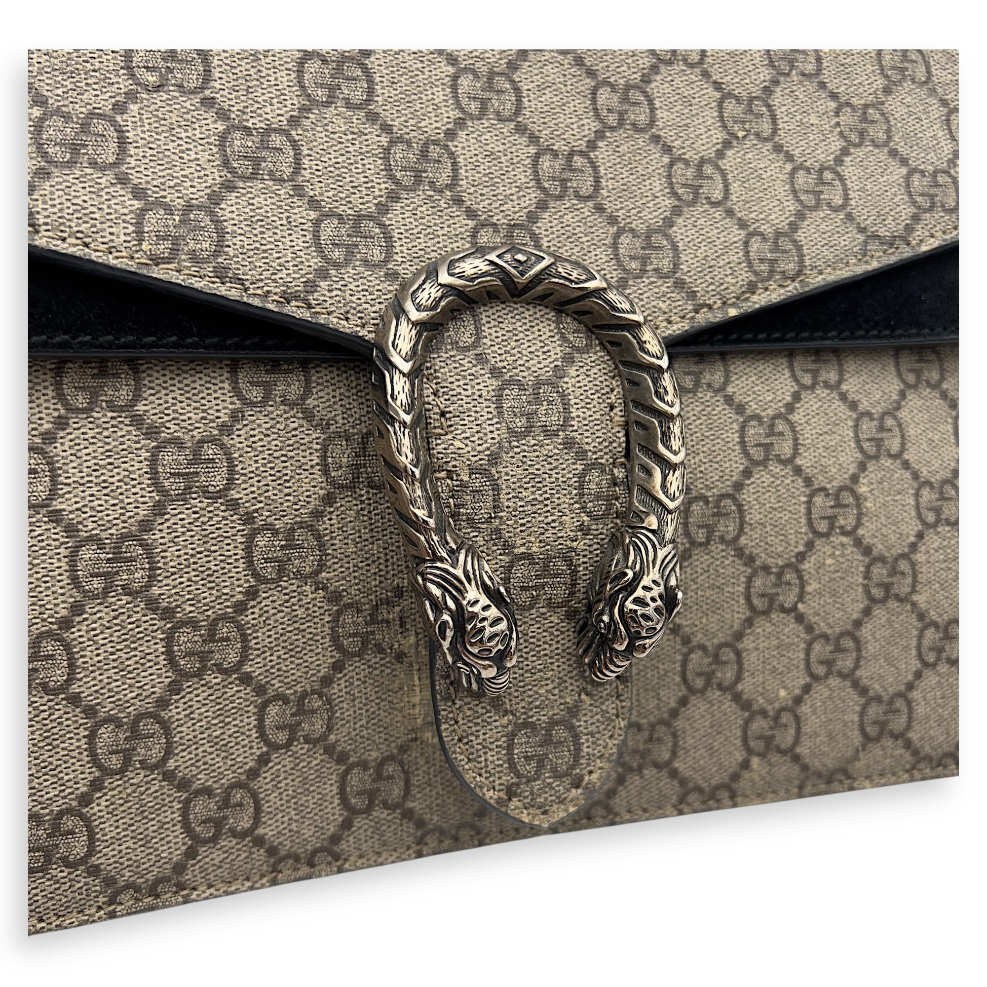 Dionysus Shoulder Bag Beige in Coated Canvas, Silver hardware