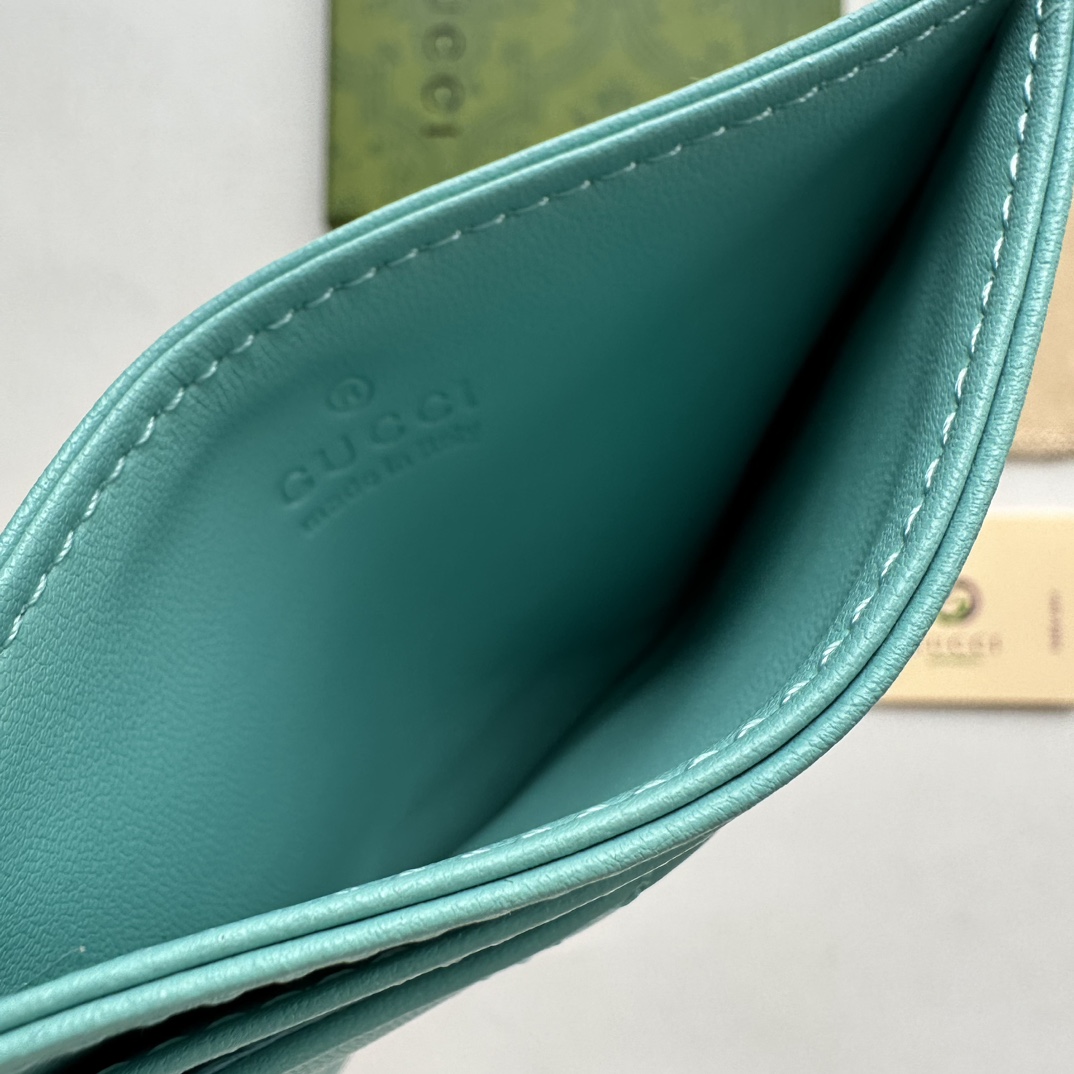 Gucci GG Marmont card case teal leather-wallet