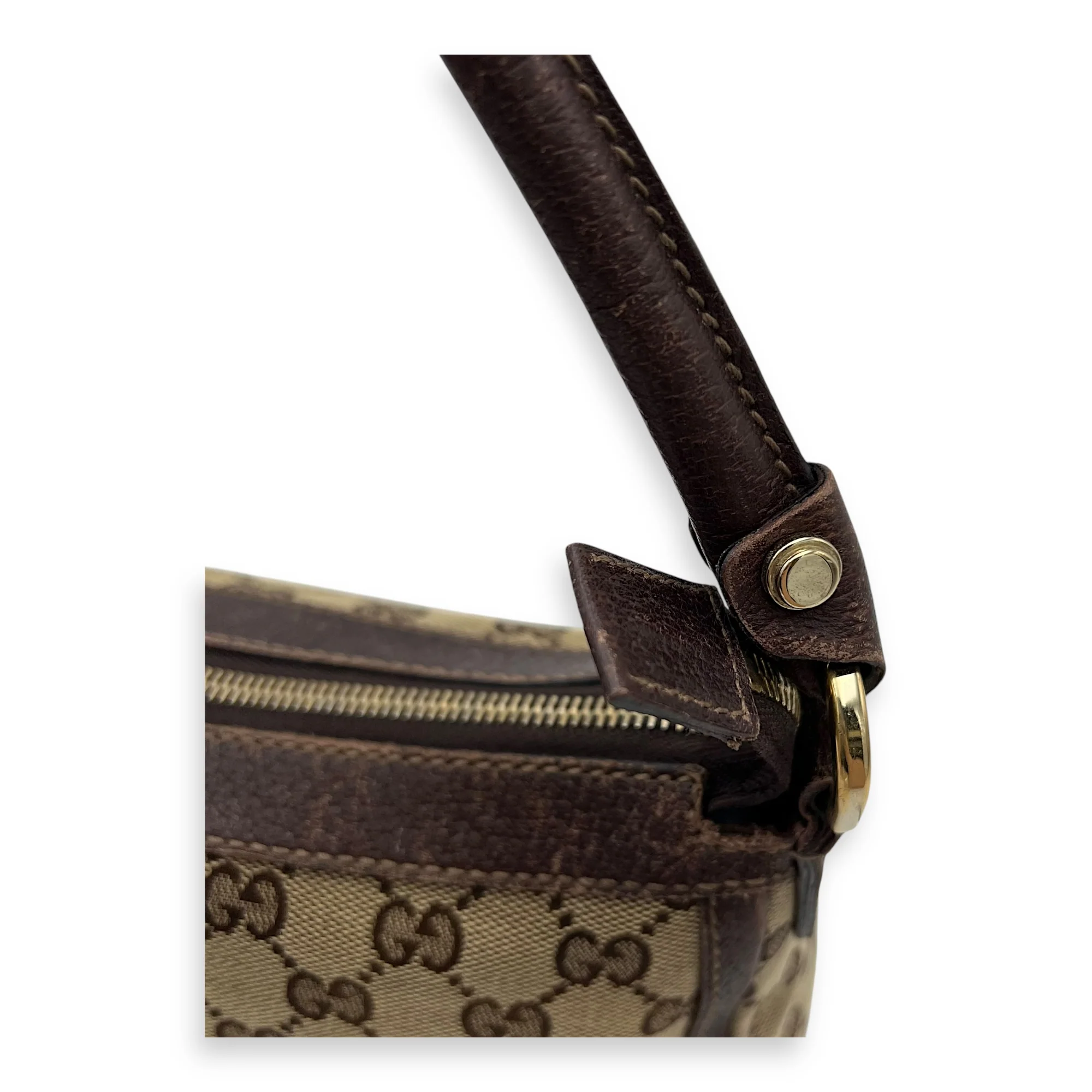 GG Top Handle Bag Brown in Canvas, Gold hardware