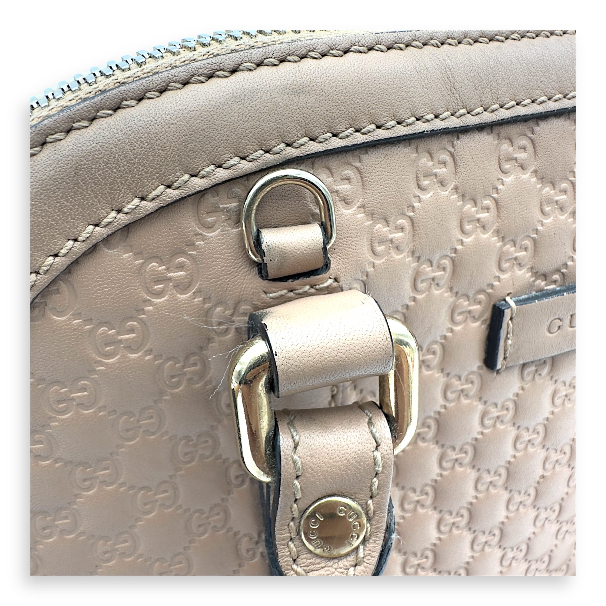 Dome Top Handle Bag Beige in Calfskin, Gold hardware