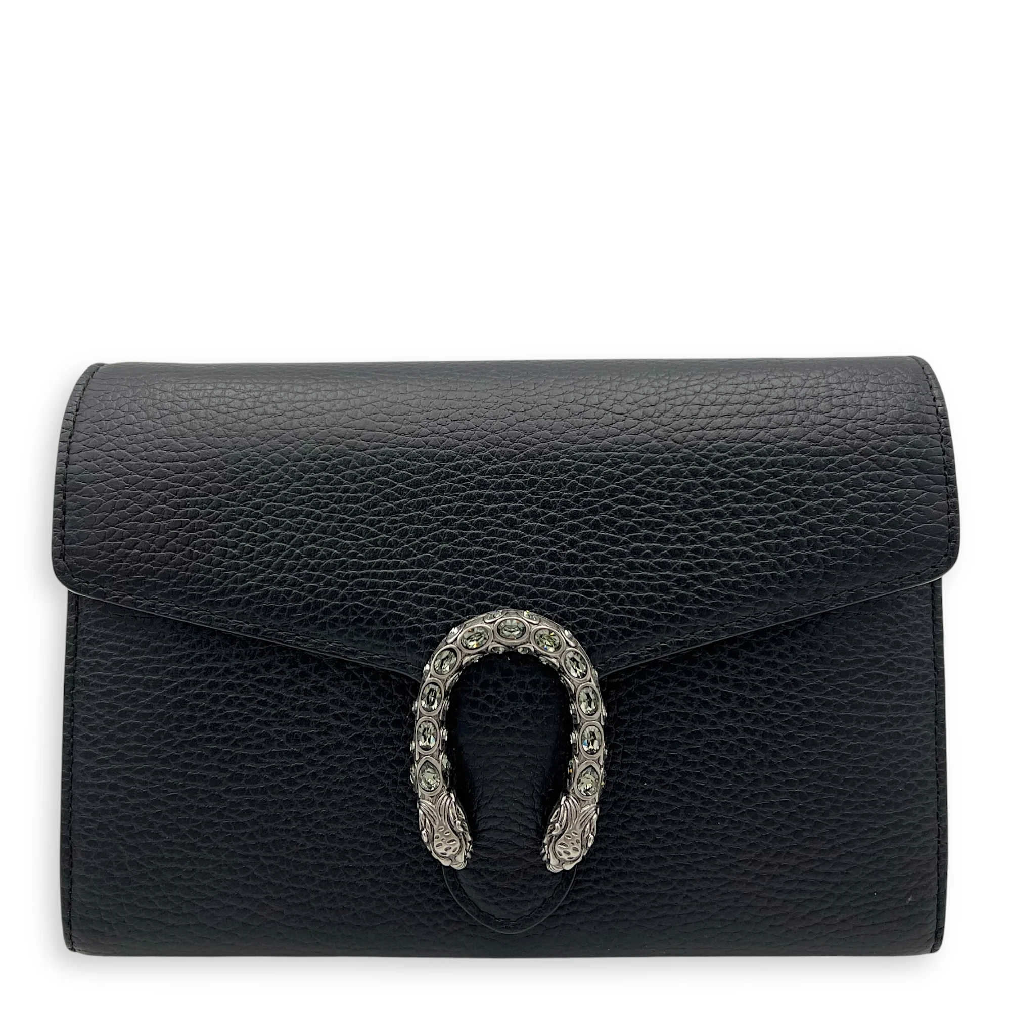 Dionysus Shoulder Bag Black in Calfskin, Silver hardware