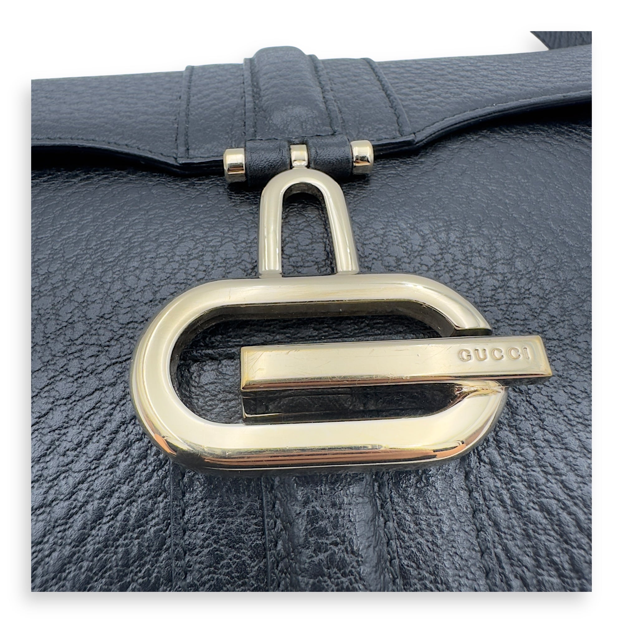 Logo Shoulder Bag Black in Calfskin, Gold hardware