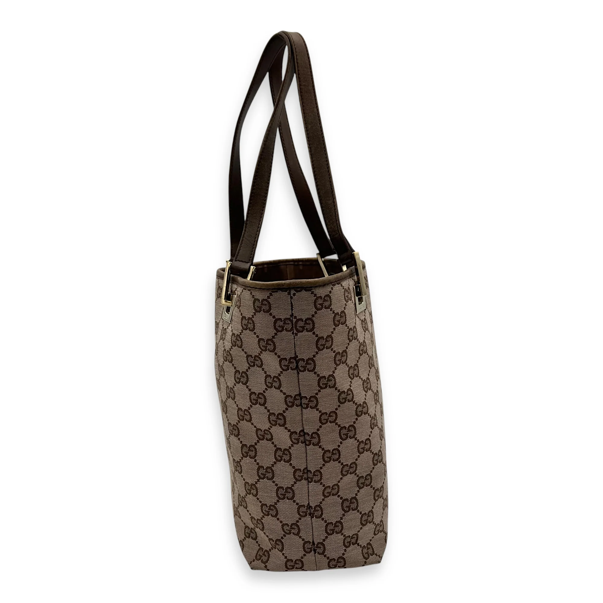 GG Tote Bag Brown in Canvas, Gold hardware