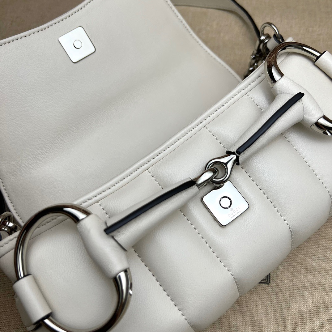 Gucci Horsebit Chain Small Shoulder Bag White - Bag