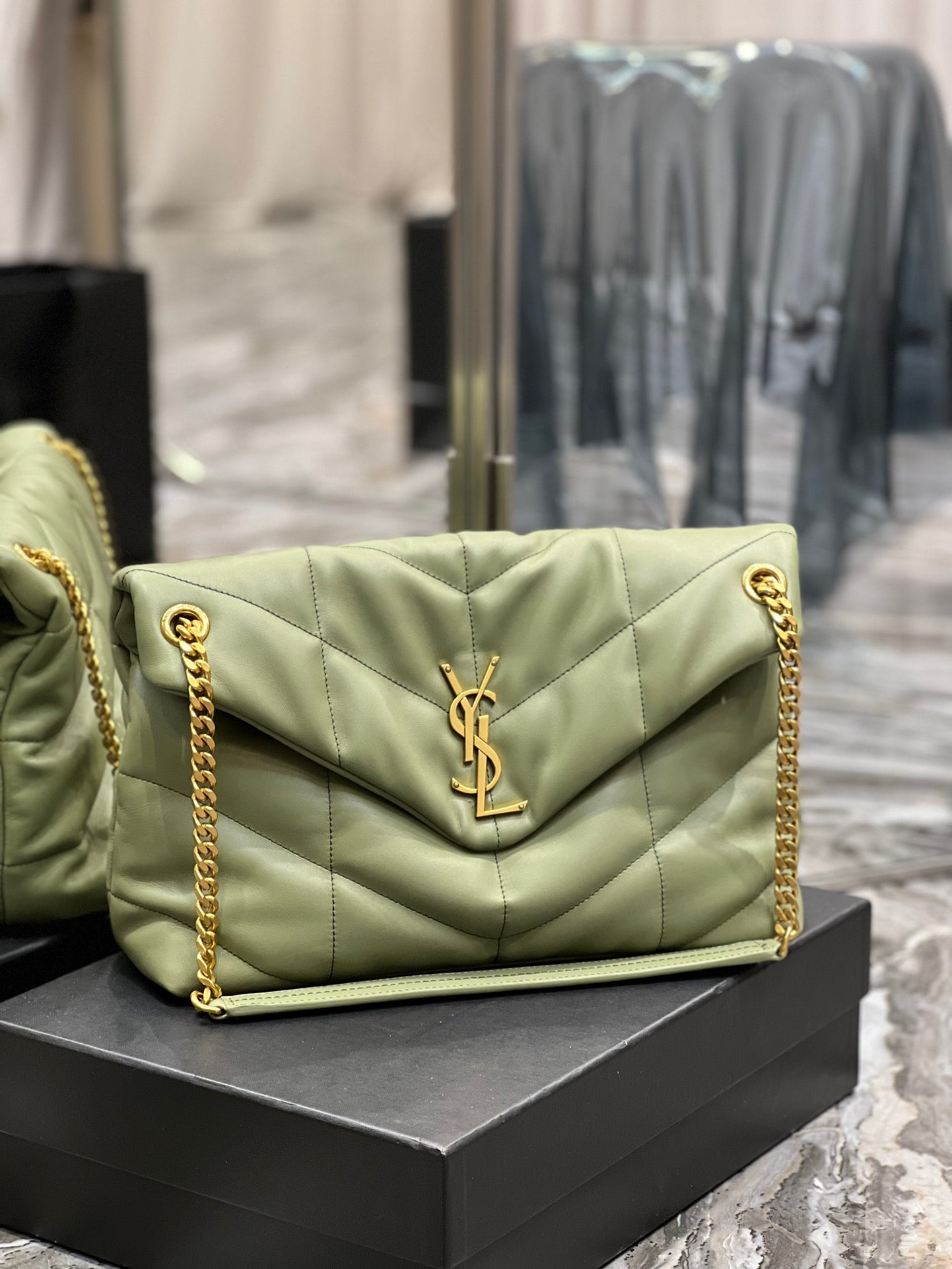 YSL PUFFER MEDIUM BAG IN QUILTED LAMBSKIN
