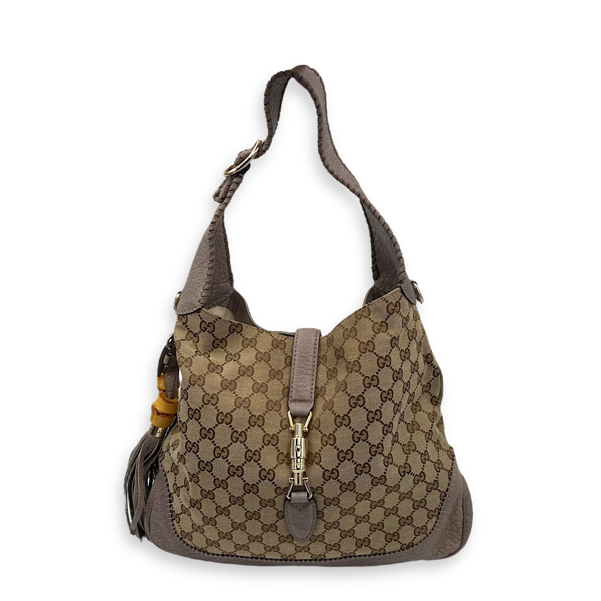 Jackie 1961 Shoulder Bag Brown in Canvas, Gold hardware