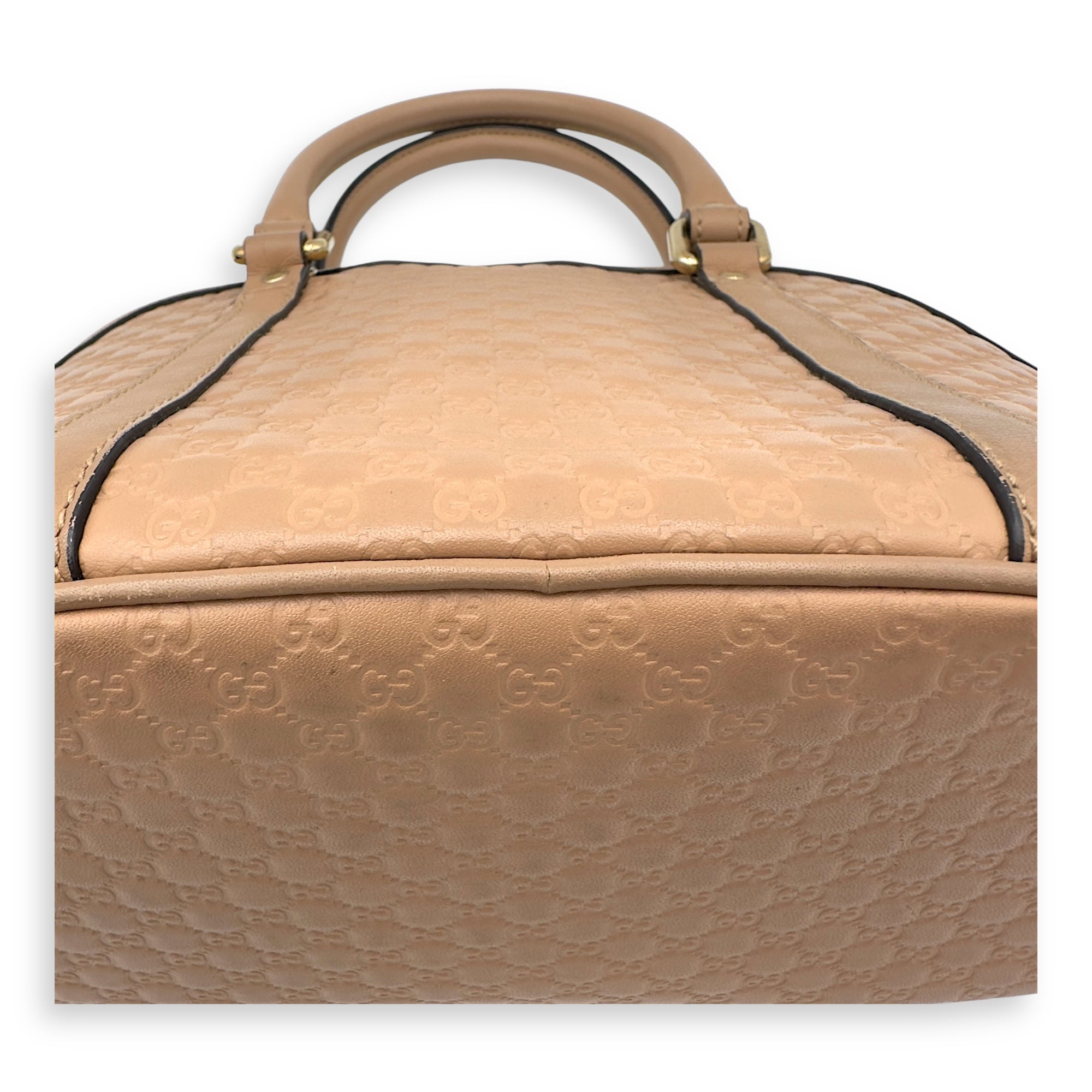 Dome Top Handle Bag Beige in Calfskin, Gold hardware