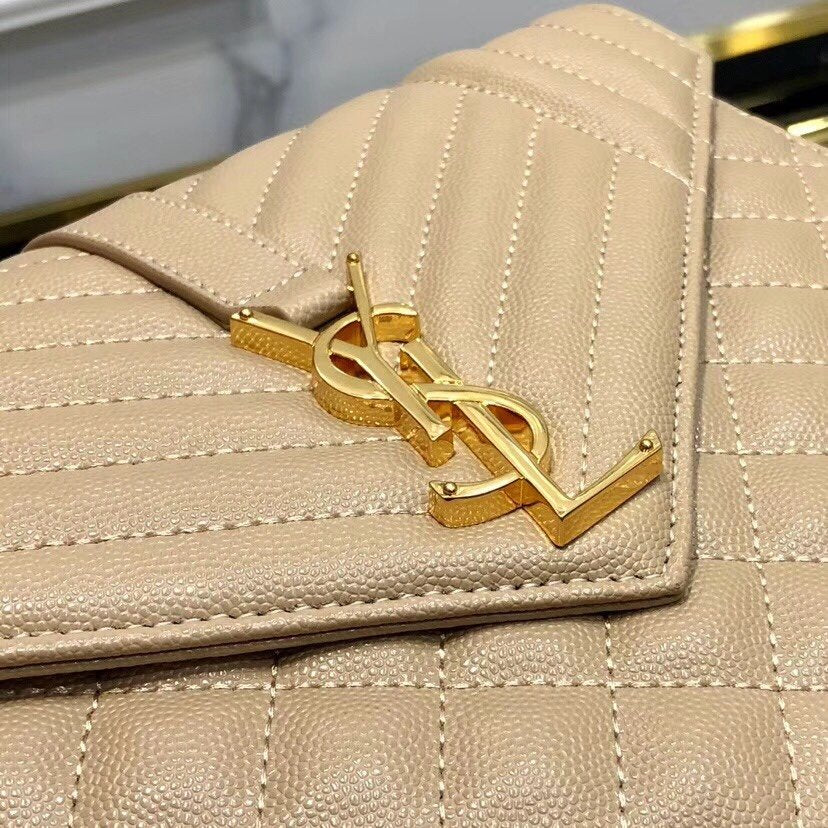 YSL ENVELOPE MEDIUM BAG IN MIX MATELASSÉ GRAIN DE POUDRE EMBOSSED LEATHER