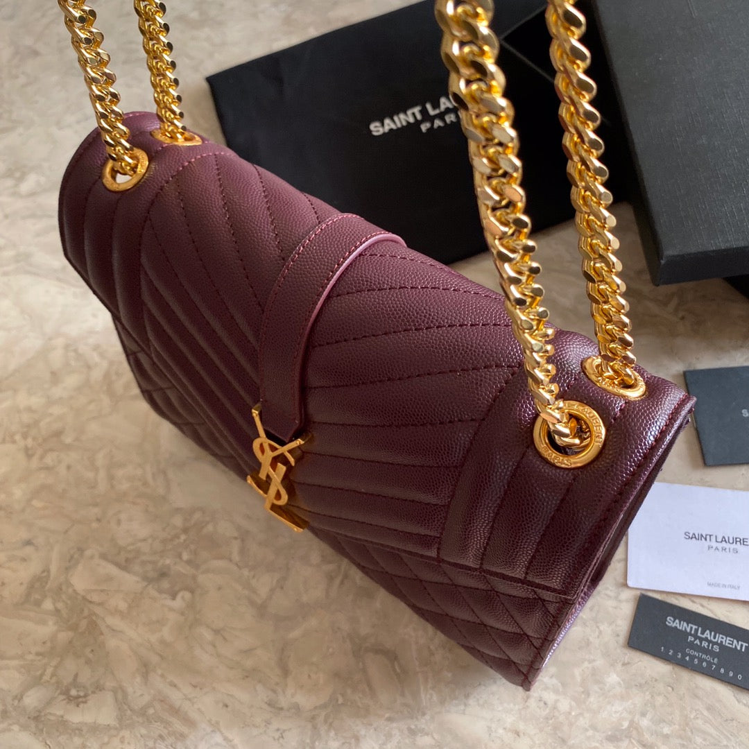 YSL Envelope Medium Bag In Mix Matelasse Grain De Poudre Embossed Leather