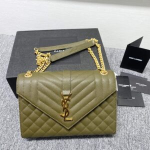 YSL Envelope Medium Bag In Mix Matelasse Grain De Poudre Embossed Leather