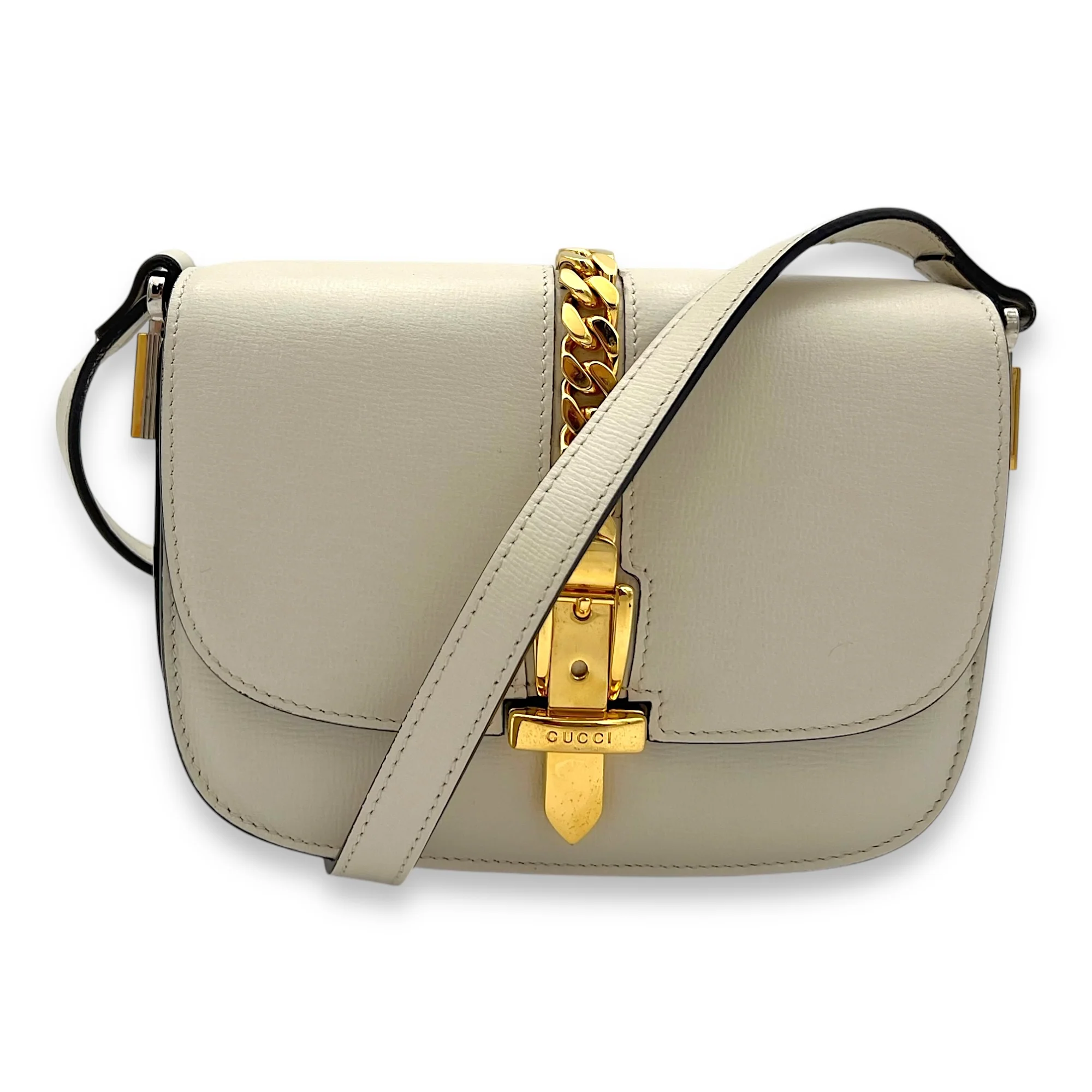 Sylvie 1969 Mini Crossbody bag in Calfskin, Gold Hardware