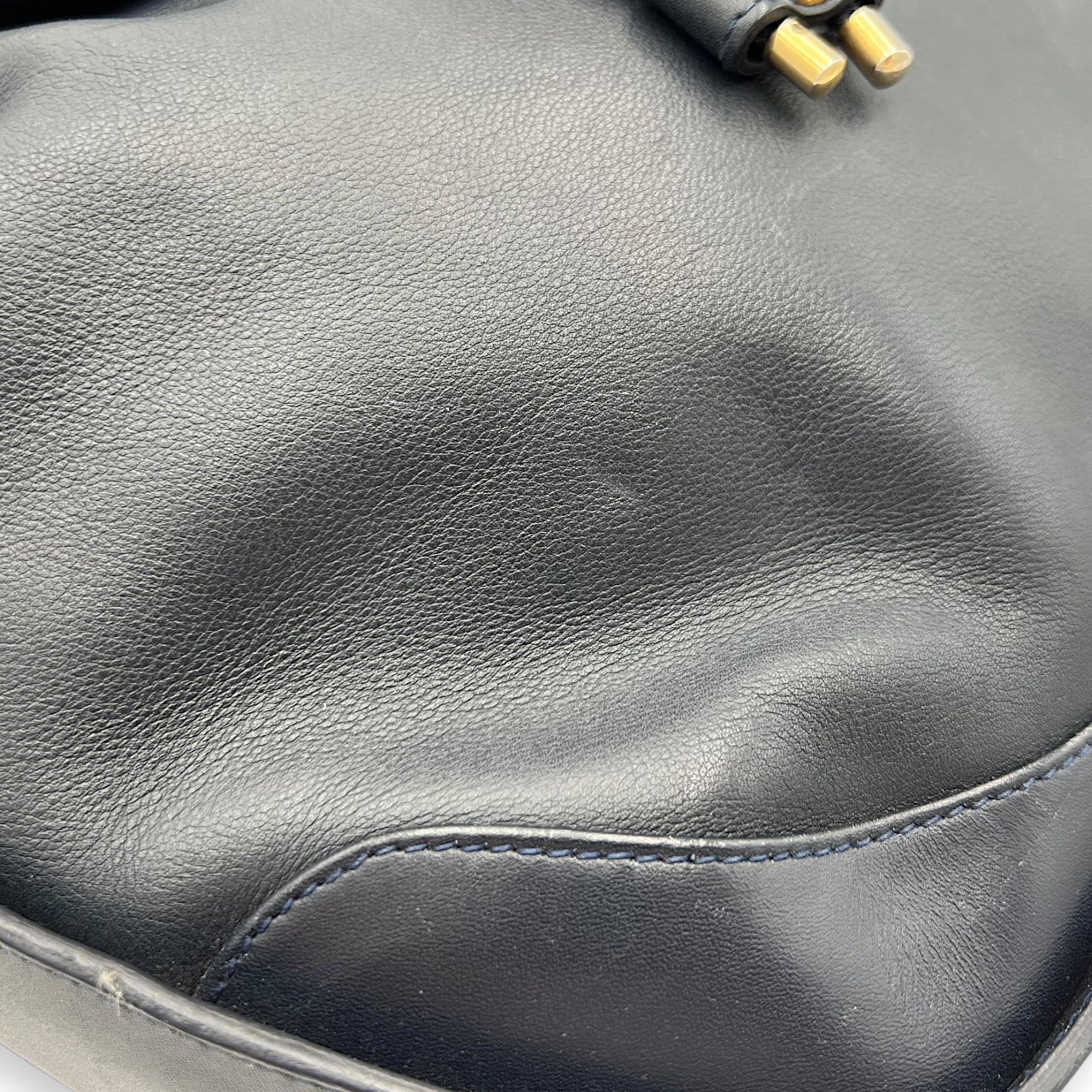 Bamboo Shoulder Bag Blue in Calfskin