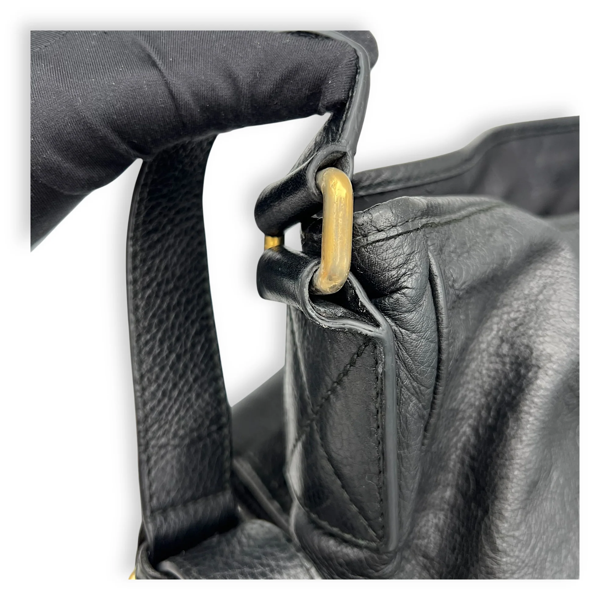 GG Supreme Black Messenger in Calfskin, Gold hardware