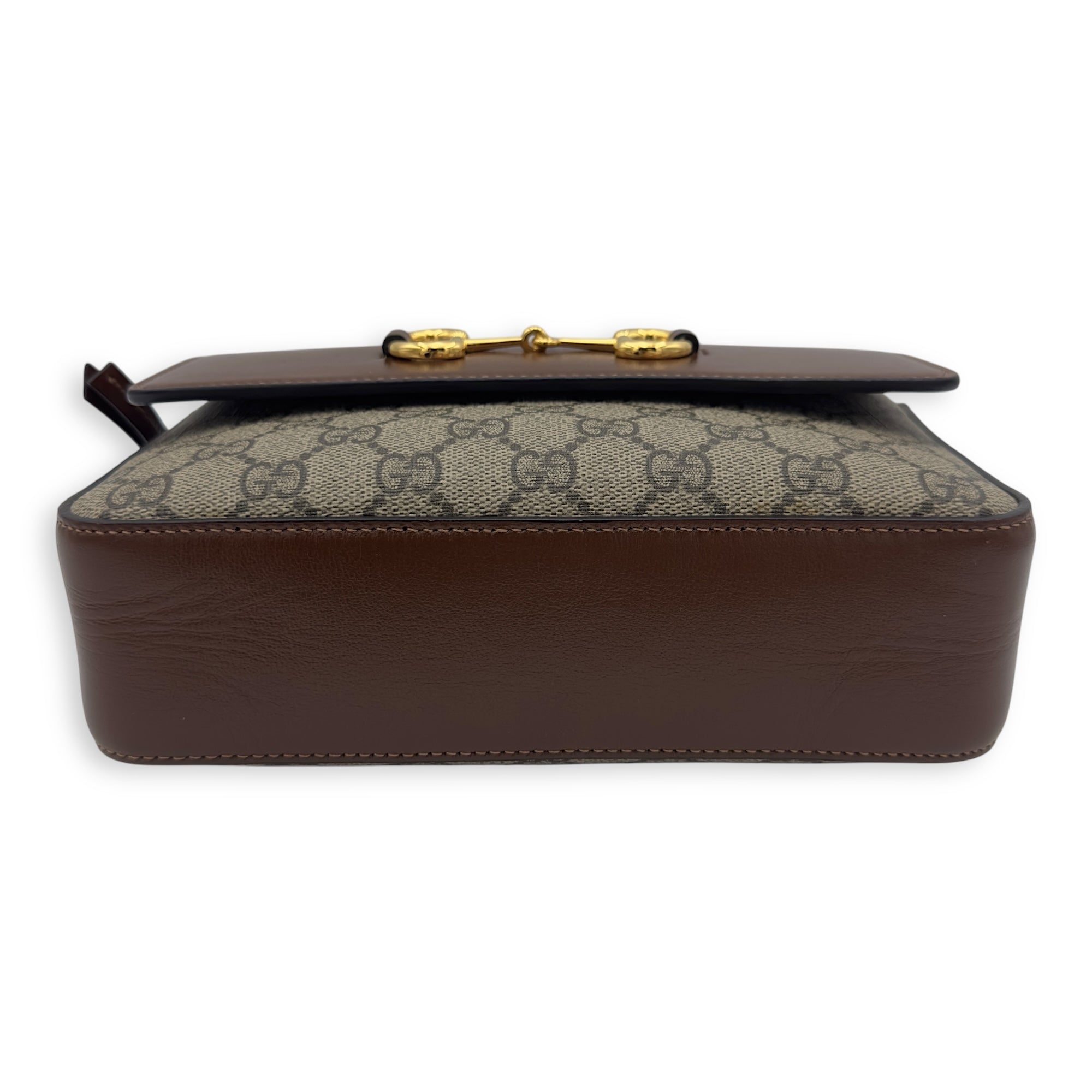 Horsebit 1955 Crossbody Bag Grey in Coated Canvas, Gold hardware
