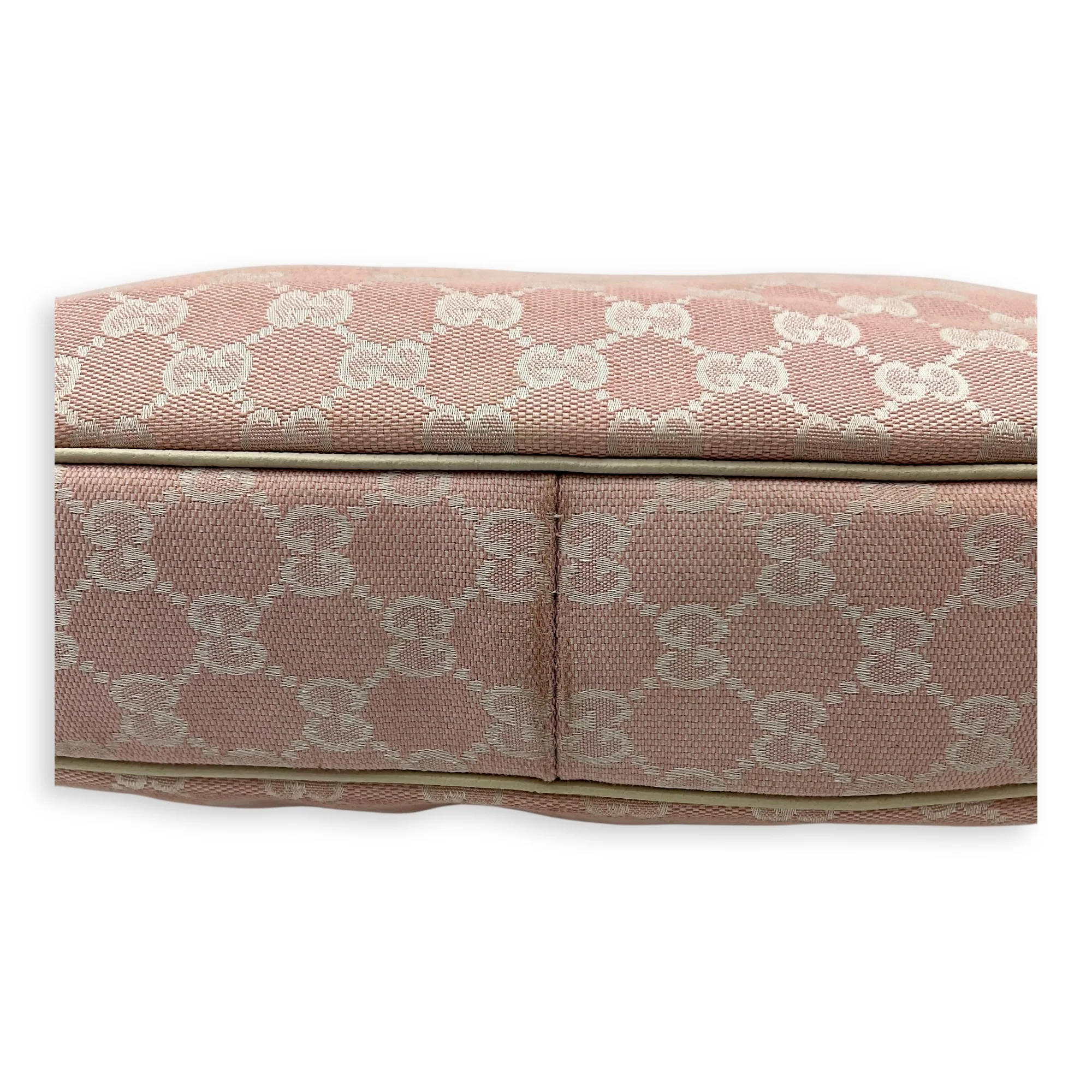 GG Shoulder Bag Pink in Canvas, Silver hardware